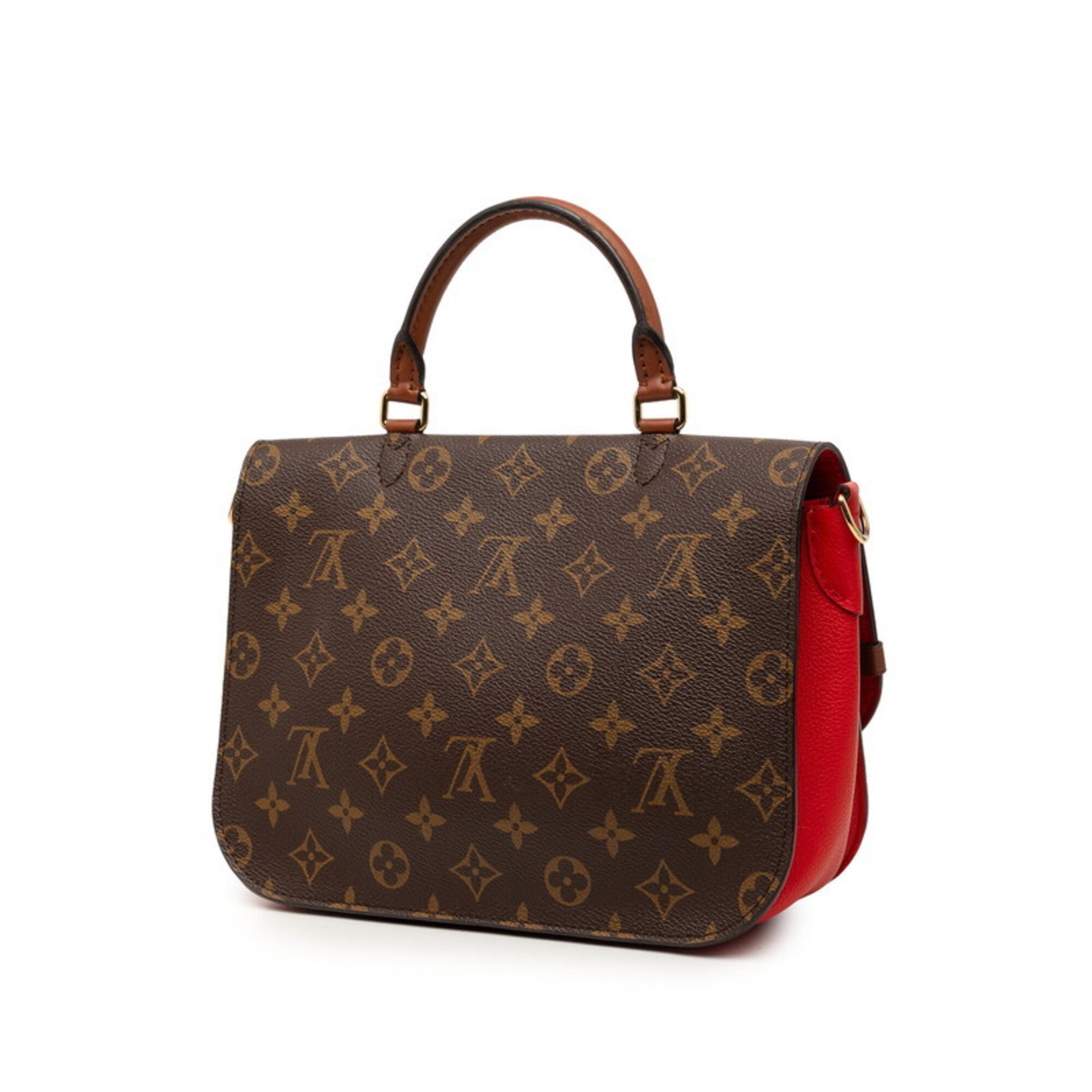 Louis Vuitton Monogram Brown Coquelicots Red Color Pvc Leather Handbag Shoulder Bag (Pre-Owned)