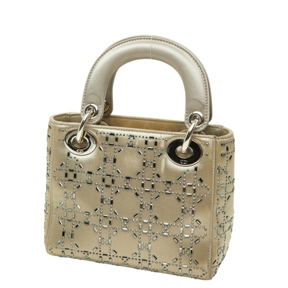 Christian Dior Grayish Satin Handbag Shoulder Bag (Pre-Owned)