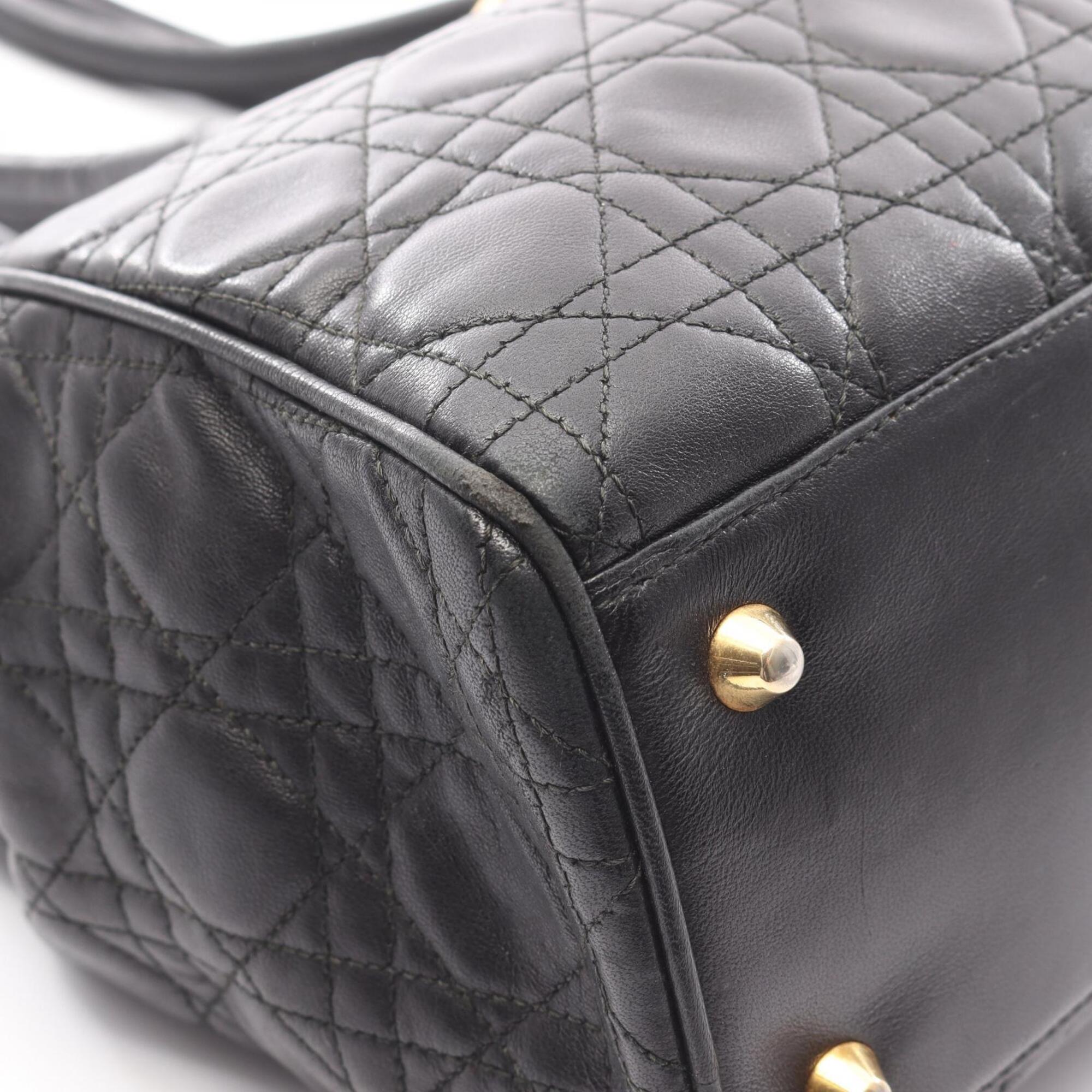 Christian Dior Black Leather Handbag Shoulder Bag (Pre-Owned)