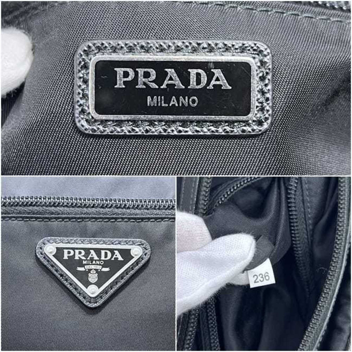 Prada Black Nero Nylon Leather Handbag (Pre-Owned)