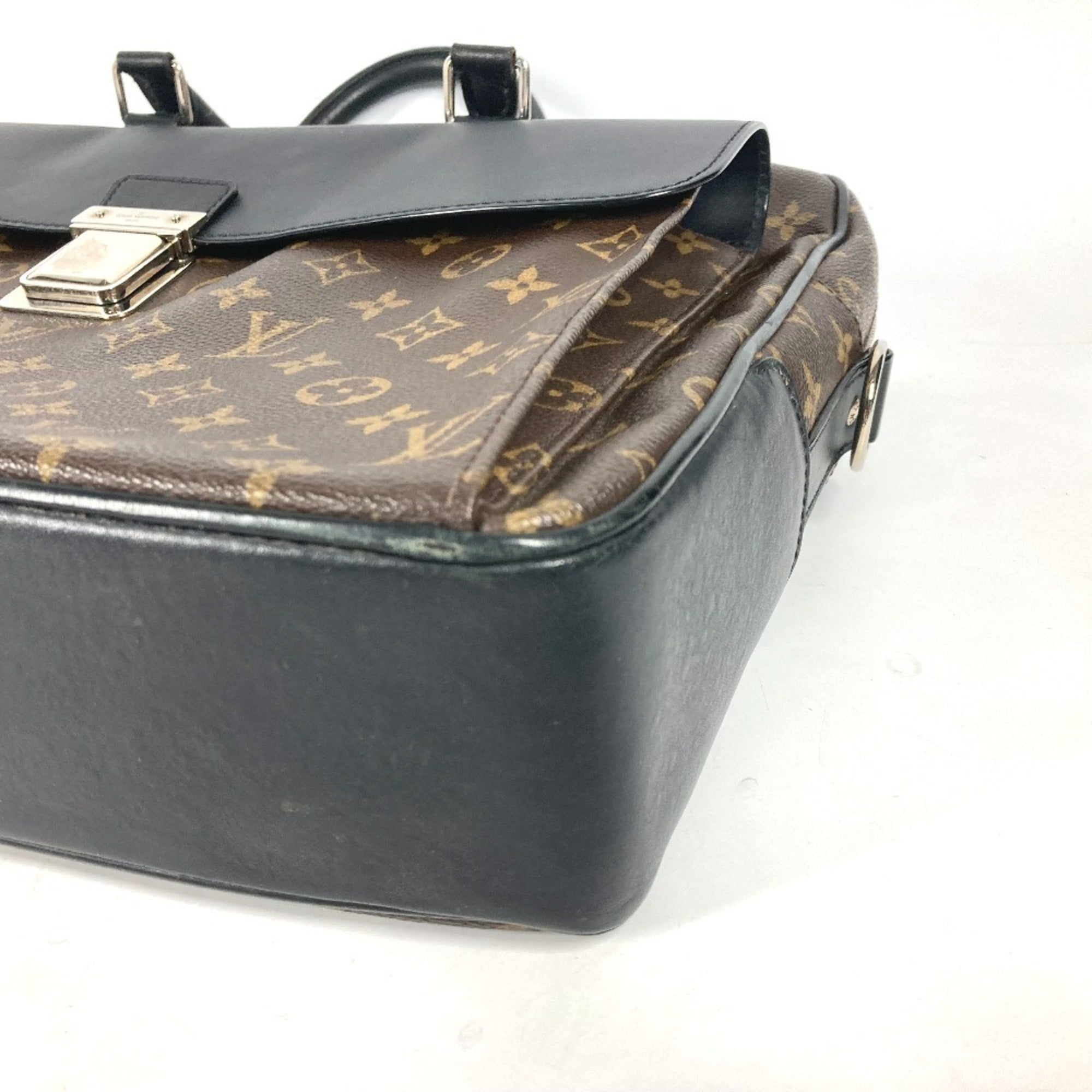Louis Vuitton Black Brown Monogram Canvas Briefcase Shoulder Bag (Pre-Owned)