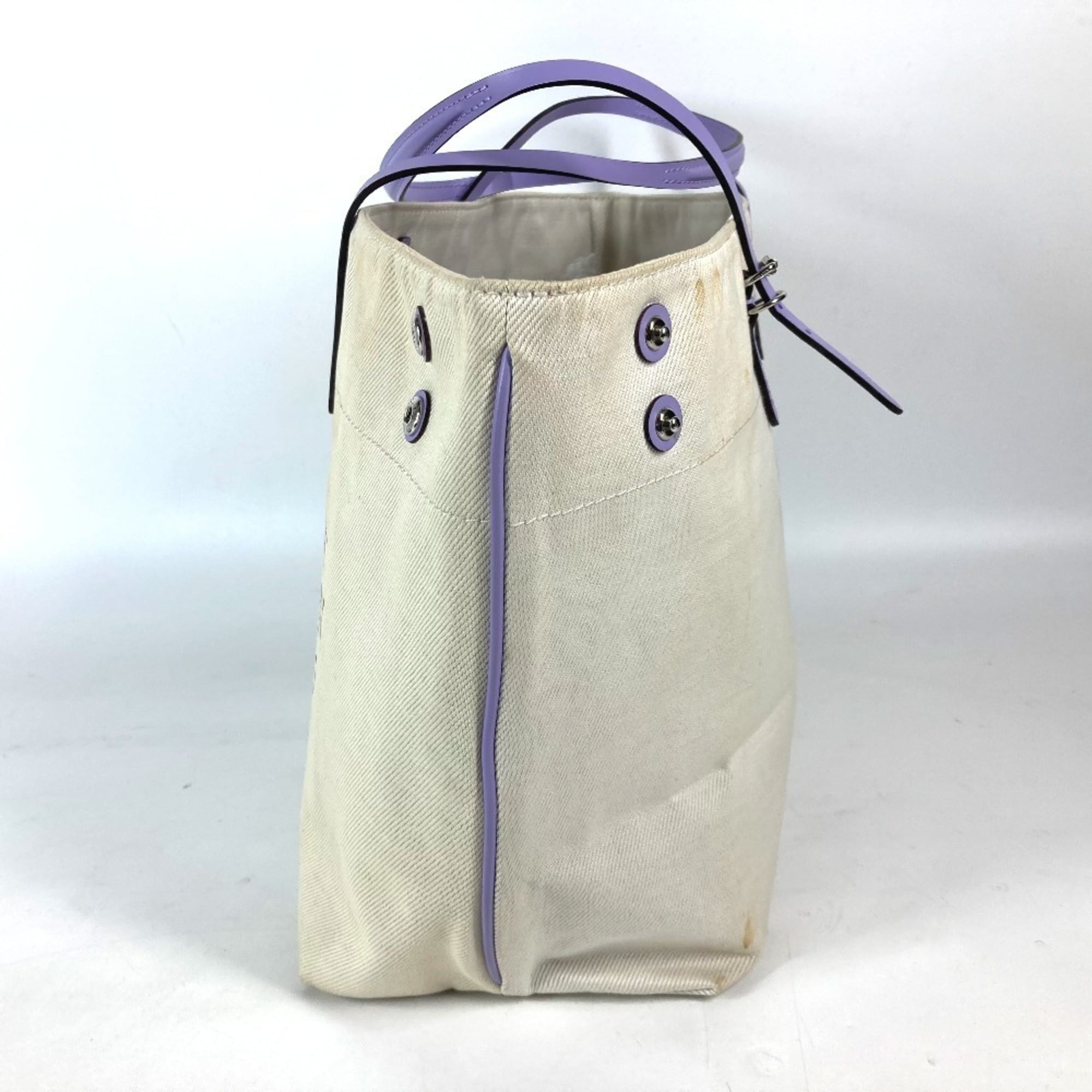 Louis Vuitton Beige Lilac Purple Leather Canvas Shoulder Bag (Pre-Owned)