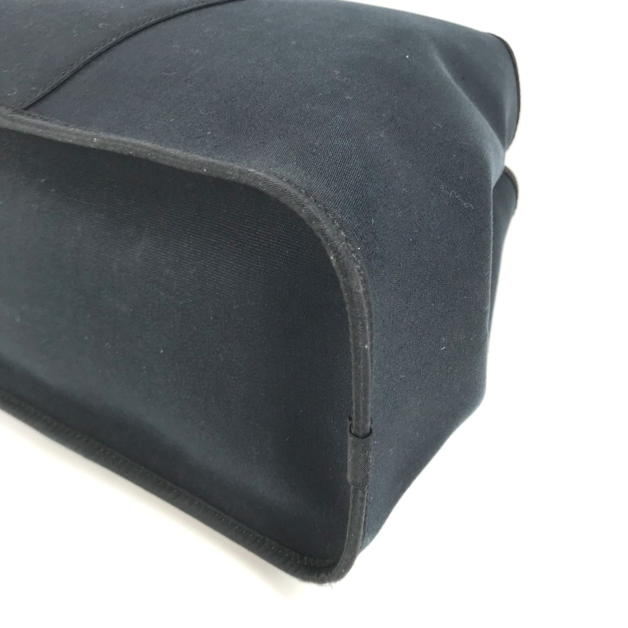 Hermes Dark Navy Leather Canvas Shoulder Bag Tote Bag (Pre-Owned)