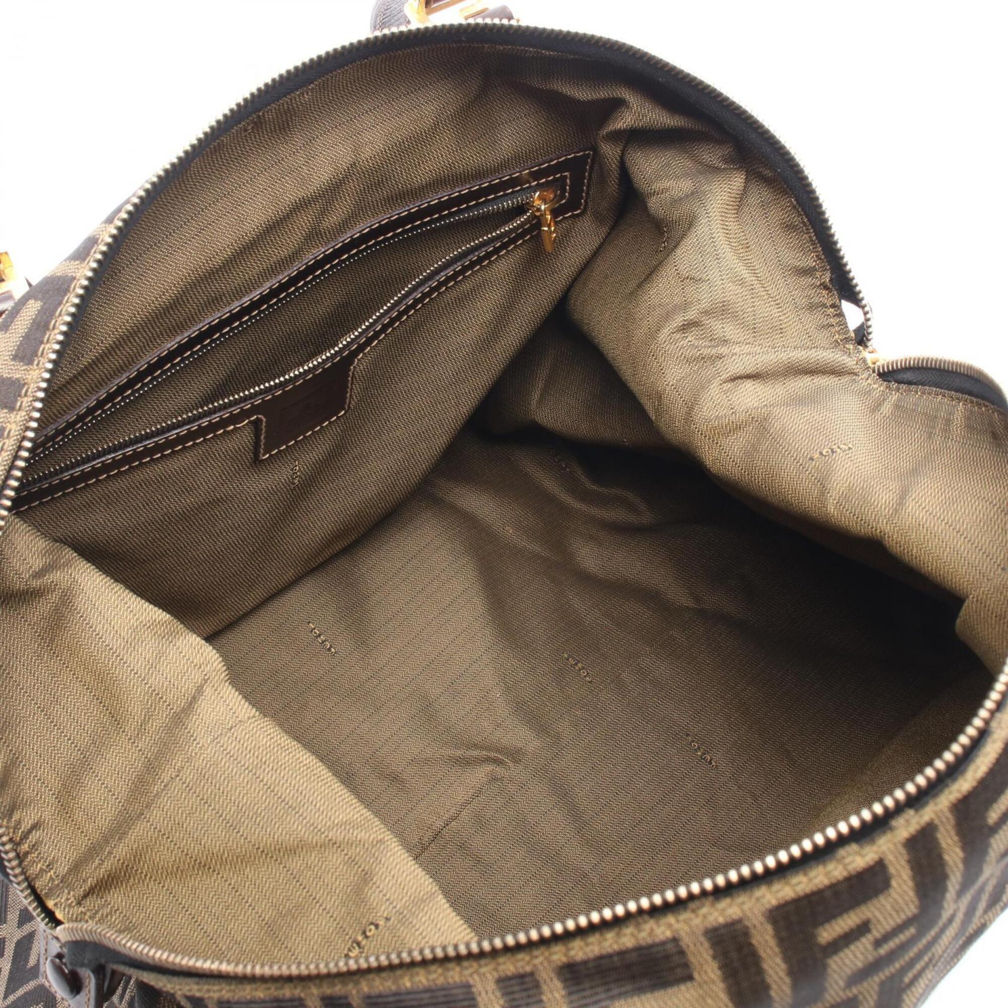 Fendi Brown Canvas Leather Handbag Shoulder Bag (Pre-Owned)