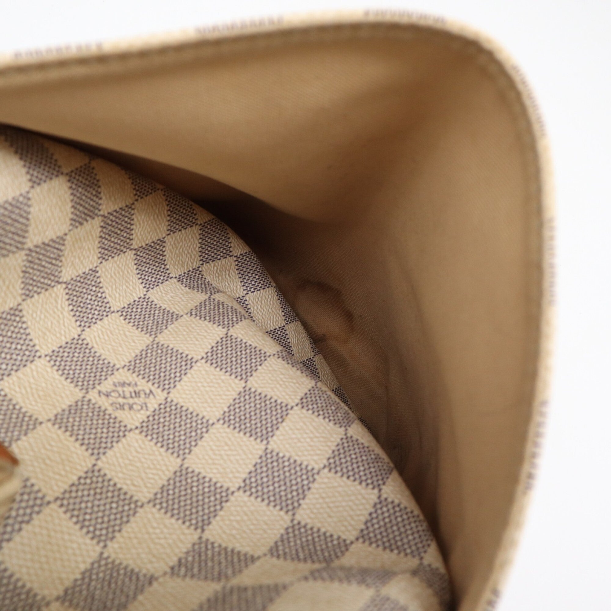 Louis Vuitton Azur Gray White Coated Canvas Leather Handbag (Pre-Owned)