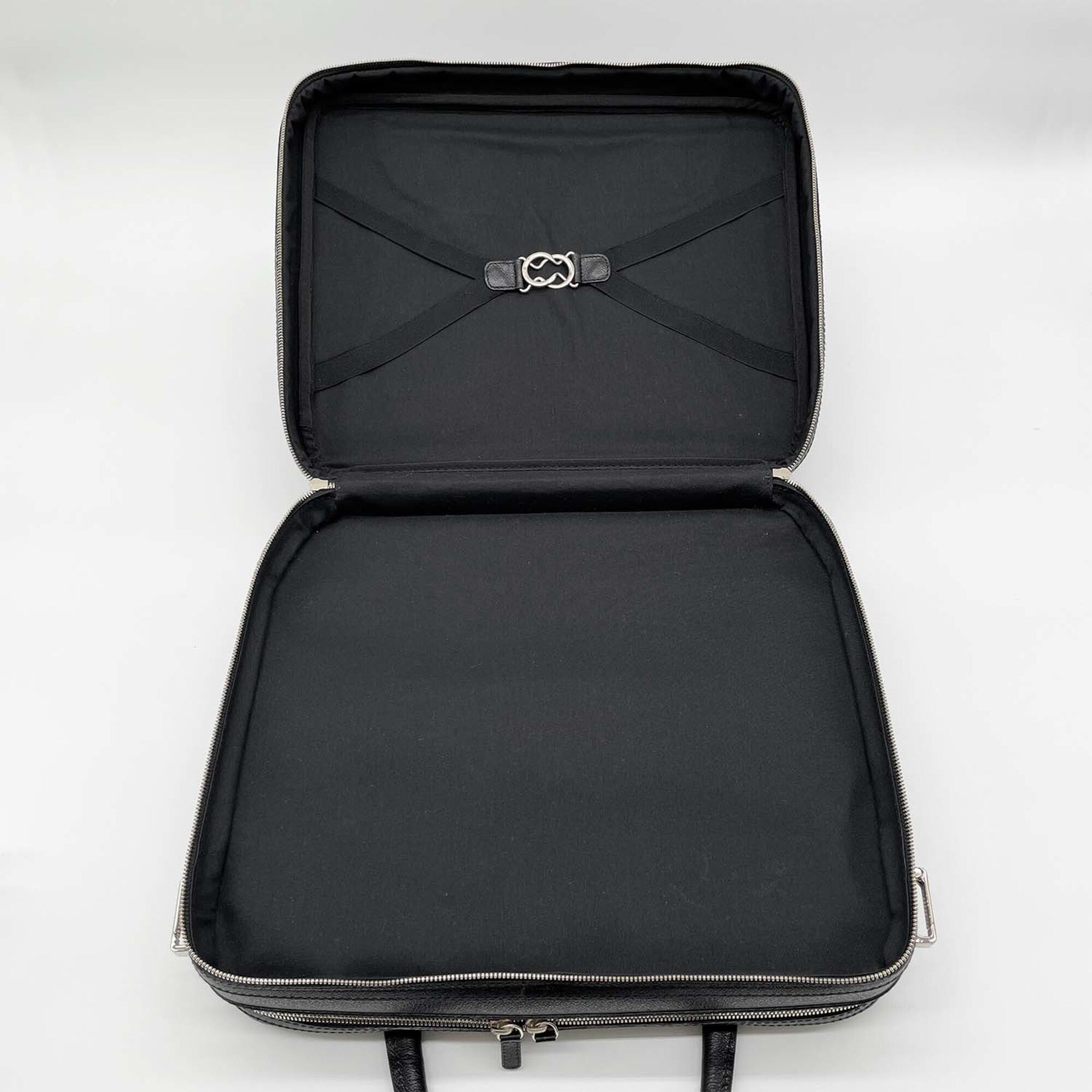 Bvlgari Millerighe Black Leather Metal Boston Bag (Pre-Owned)
