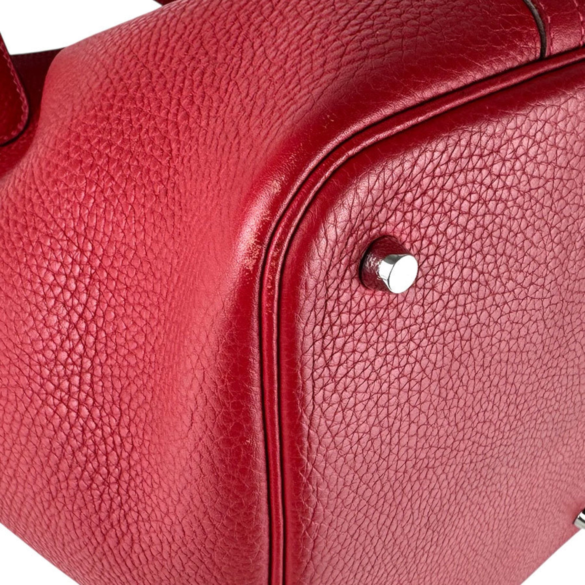 Hermes Rouge Casaque Taurillon Clemence Leather Handbag (Pre-Owned)