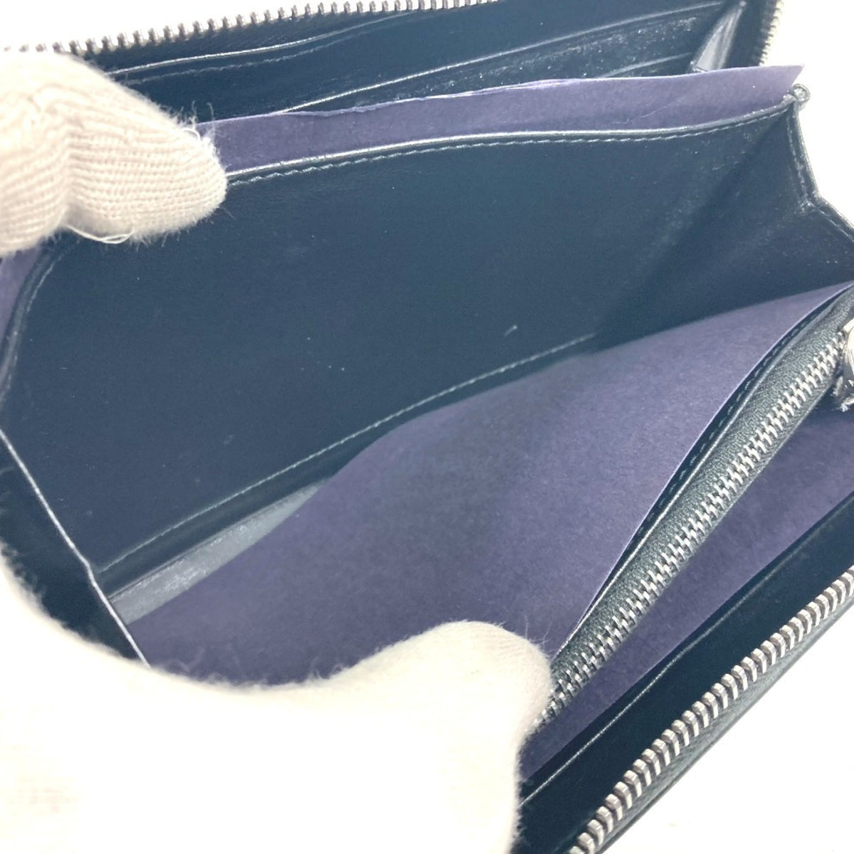 Prada Black Blue Leather Long Wallet (Bi-Fold) (Pre-Owned)