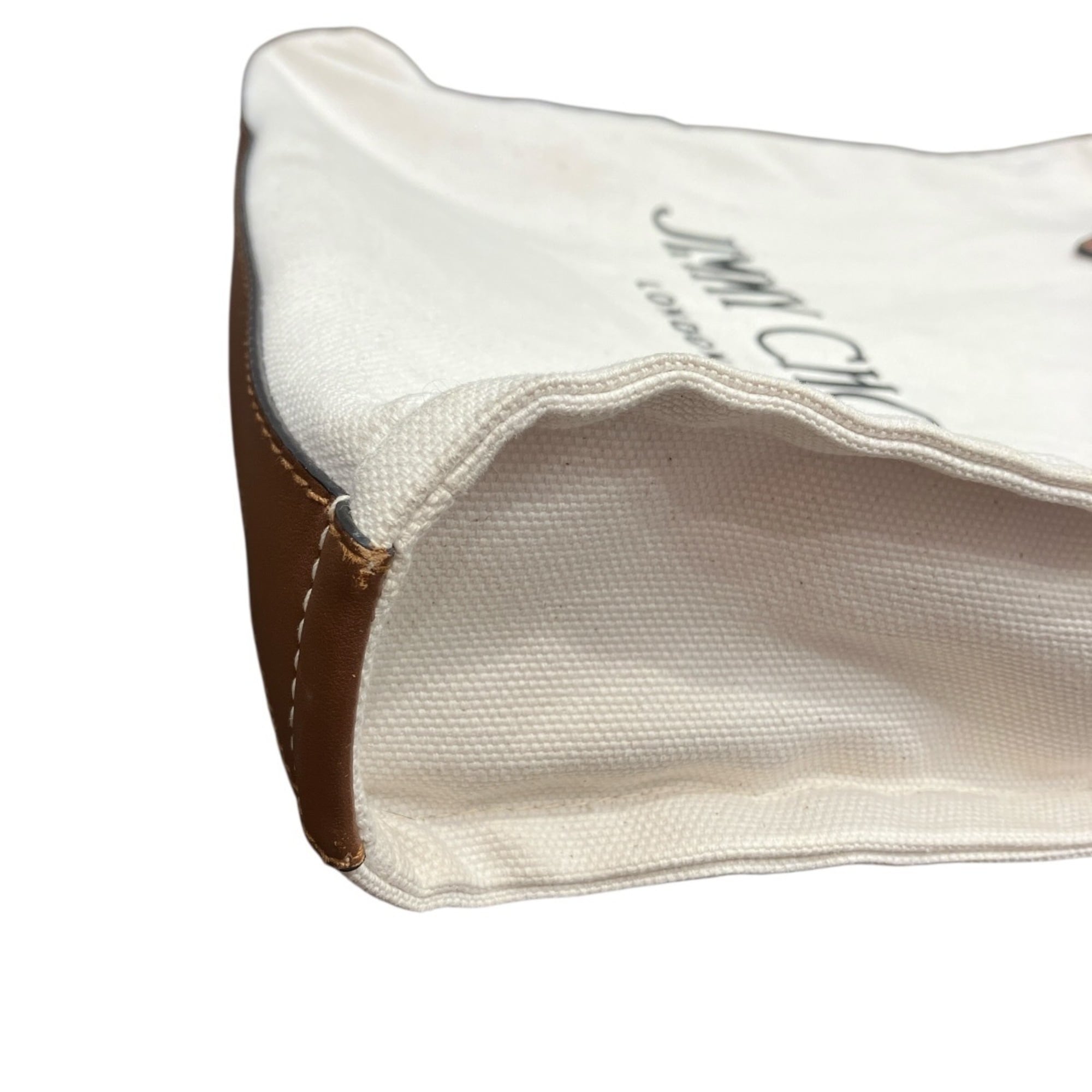 Jimmy Choo Brown Canvas Leather Tote Bag (Pre-Owned)