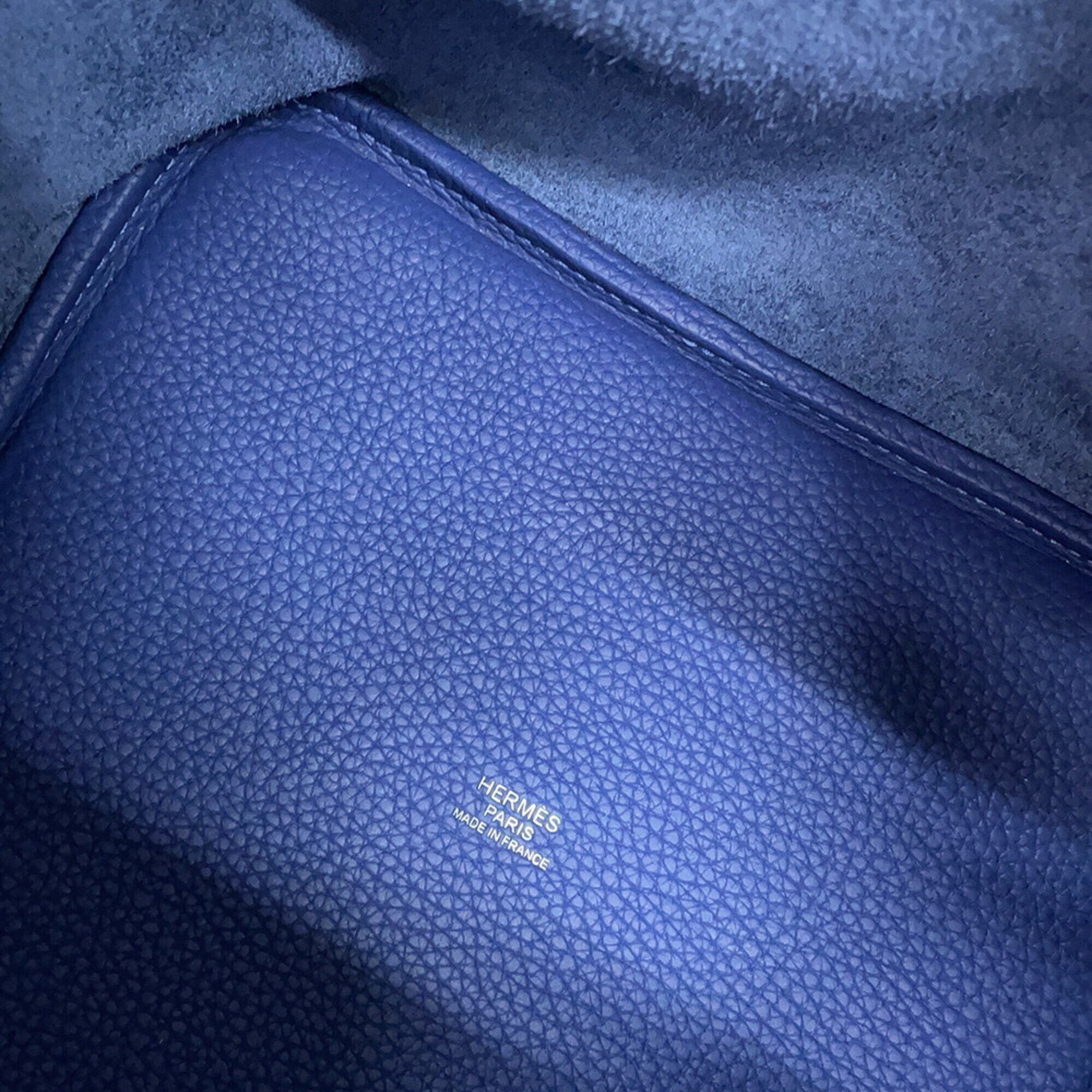 Hermes Bleu Saphir Taurillon Clemence Leather Handbag (Pre-Owned)
