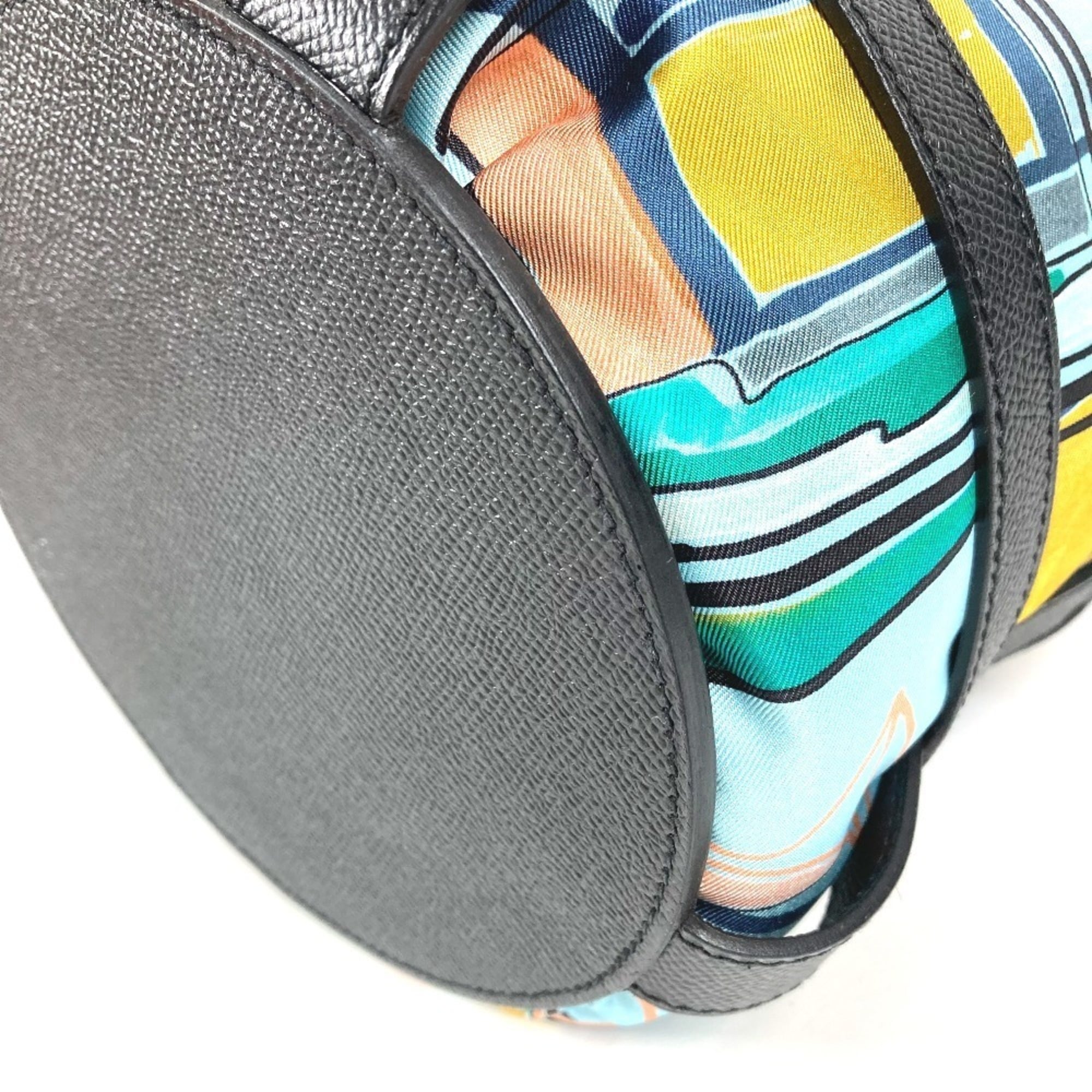 Hermes Blue Navy Leather Silk Shoulder Bag (Pre-Owned)