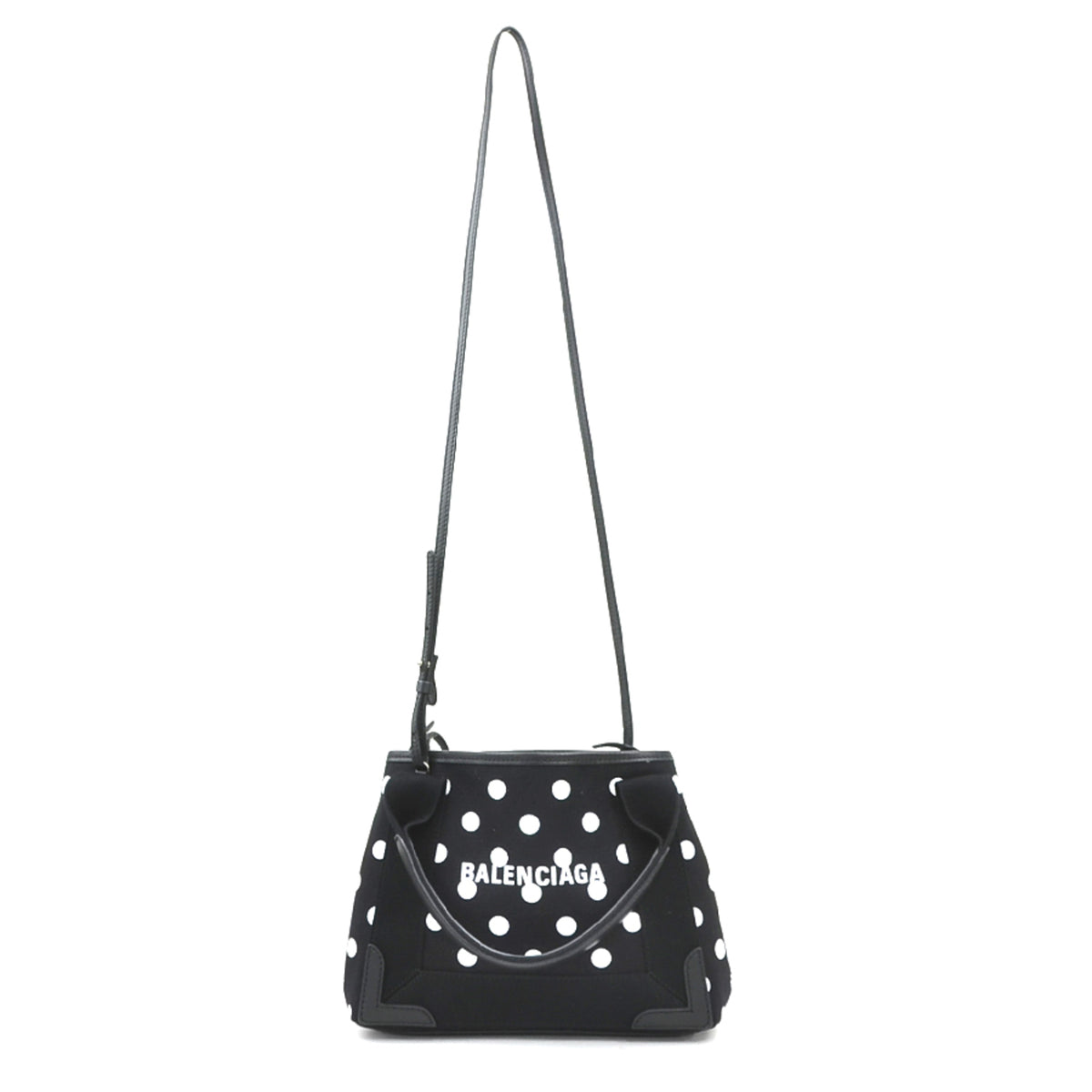 Balenciaga Black White Canvas Leather Handbag Shoulder Bag (Pre-Owned)