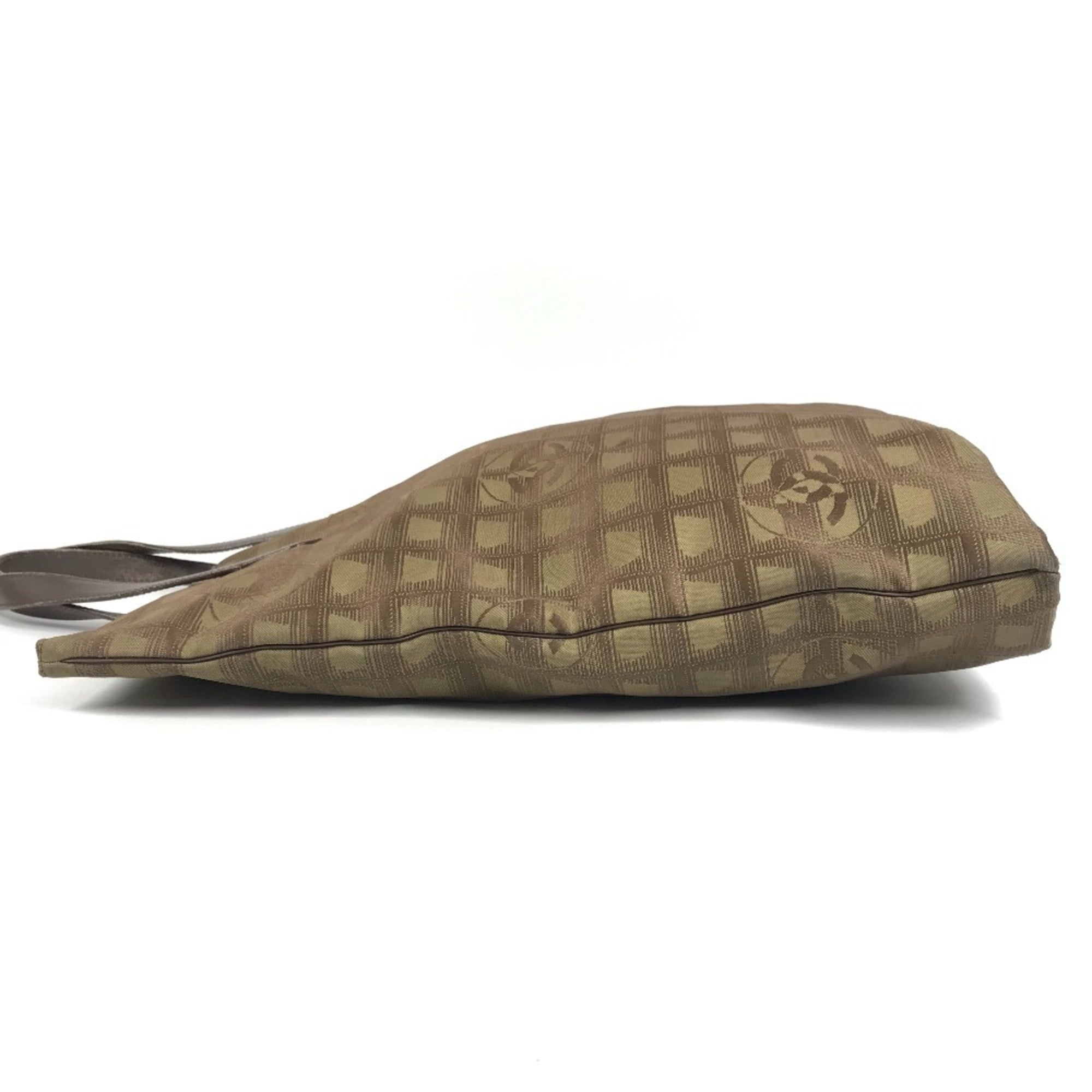 Chanel Khaki Nylon Leather Handbag Tote Bag (Pre-Owned)