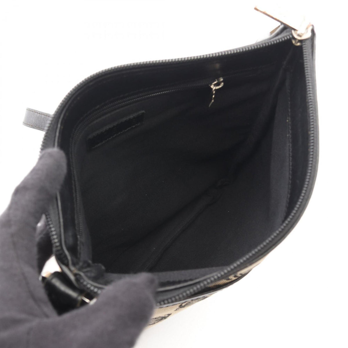 Loewe Beige Black Canvas Leather Handbag Shoulder Bag (Pre-Owned)