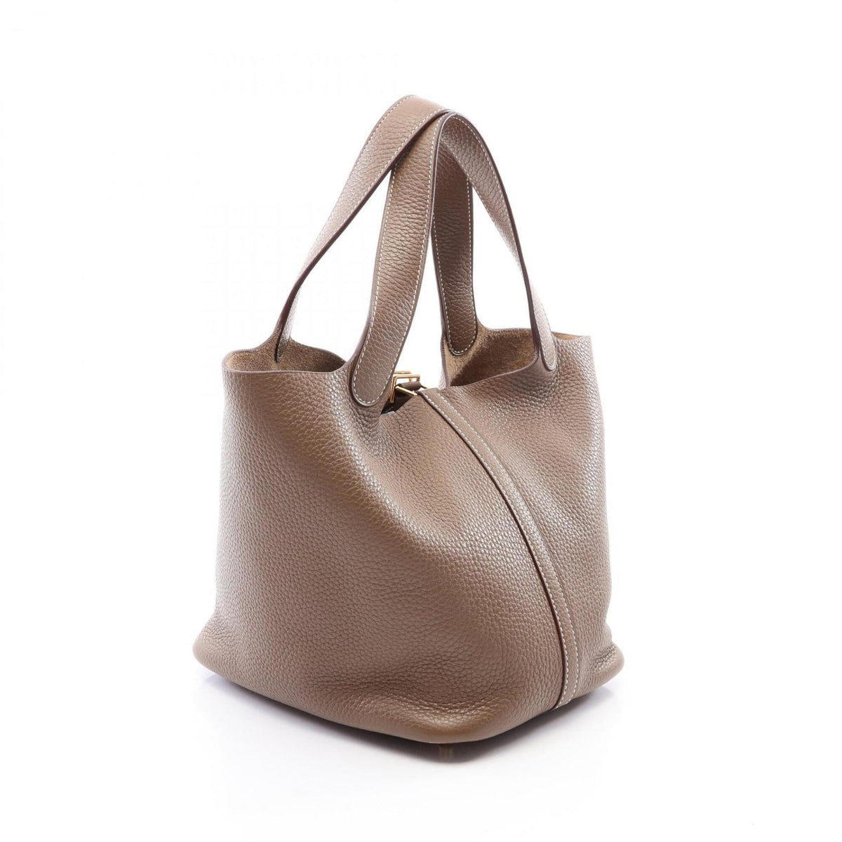 Hermes Etoupe Gray Gray Taurillon Clemence Leather Handbag (Pre-Owned)