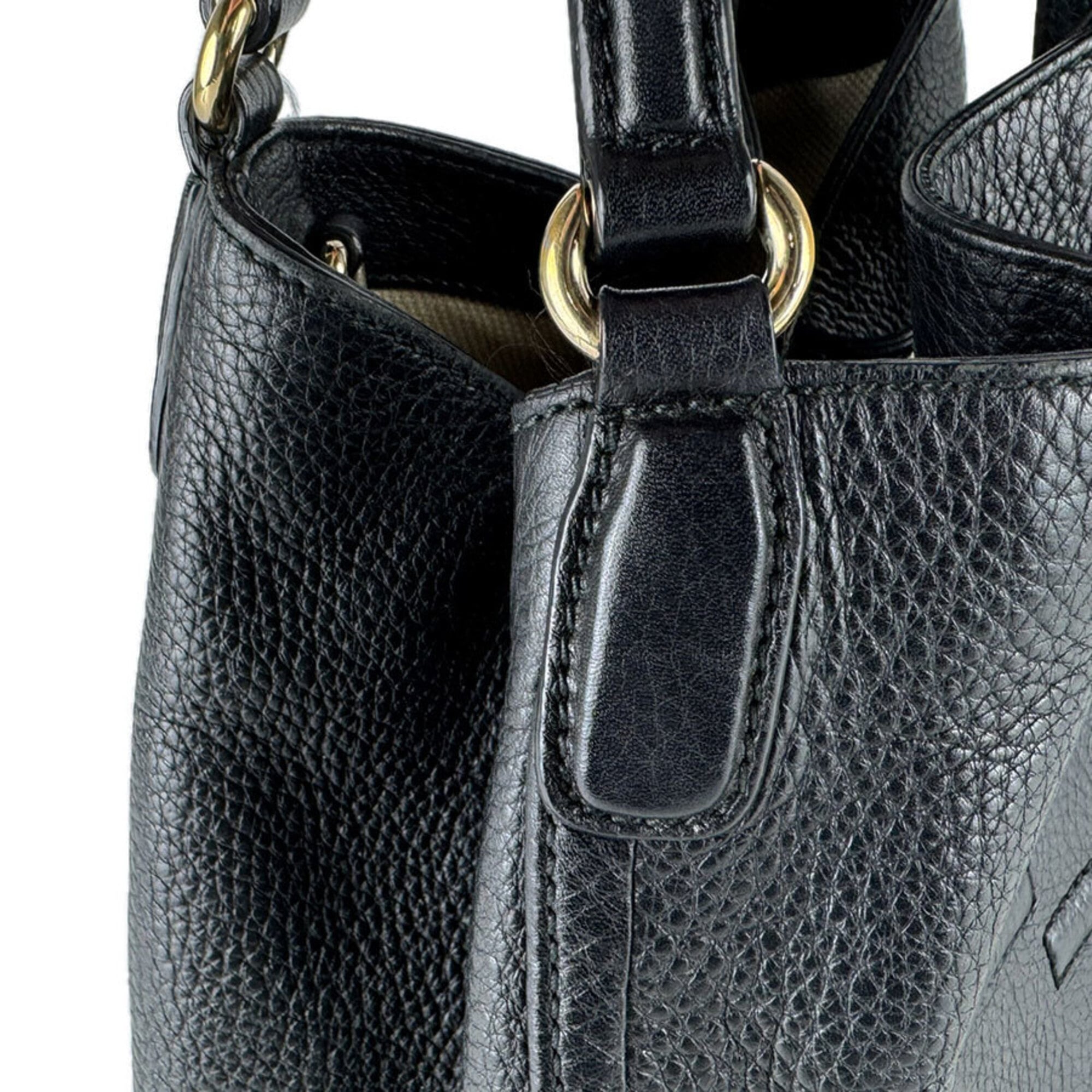 Gucci Black Leather Handbag Shoulder Bag (Pre-Owned)