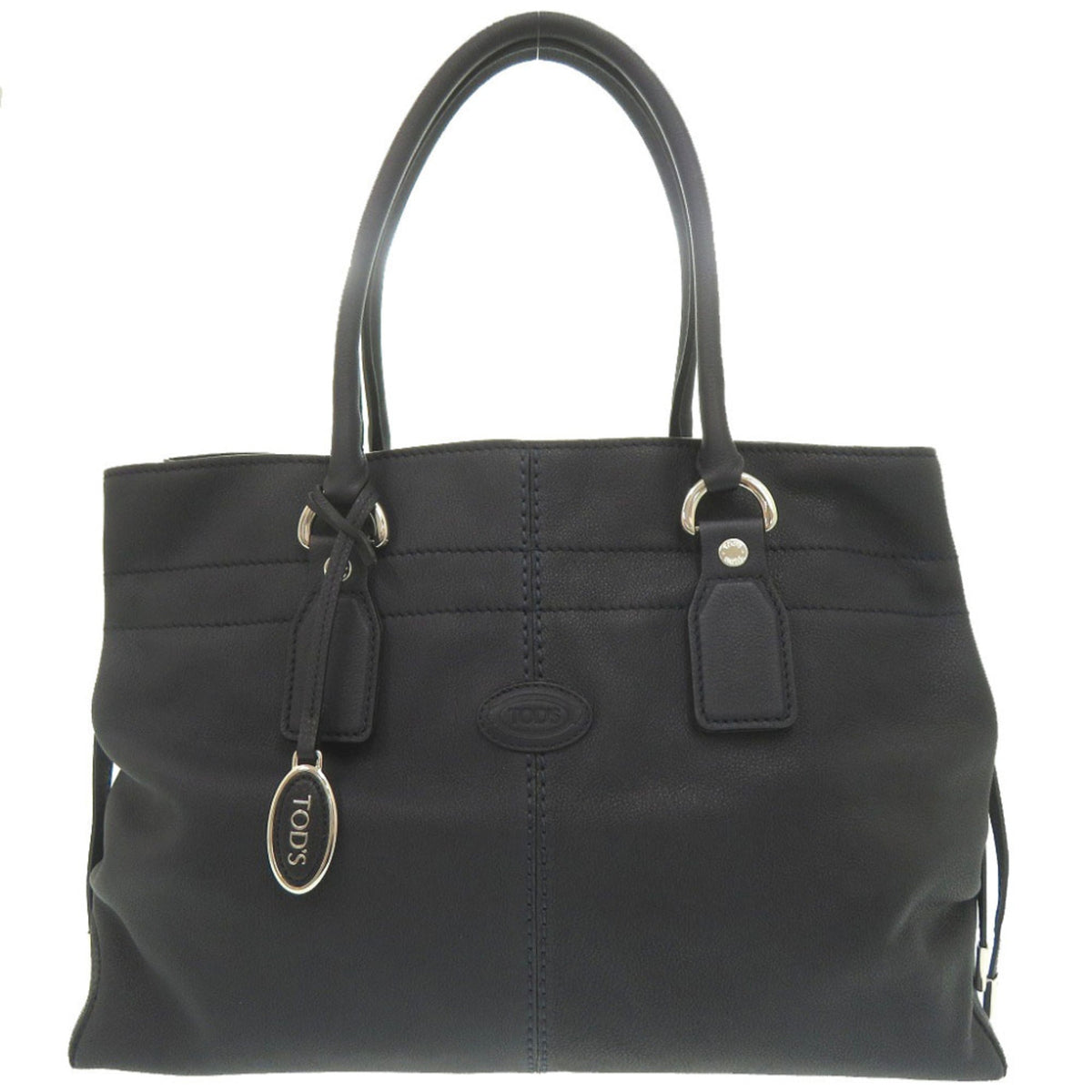 Tod's Navy Leather Handbag Tote Bag (Pre-Owned)