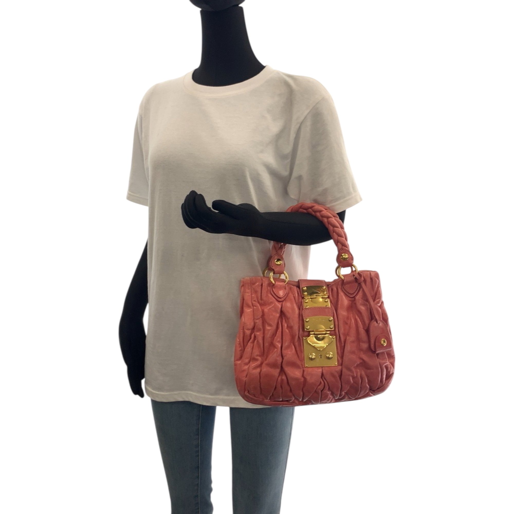 Miu Miu Pink Leather Handbag Tote Bag (Pre-Owned)
