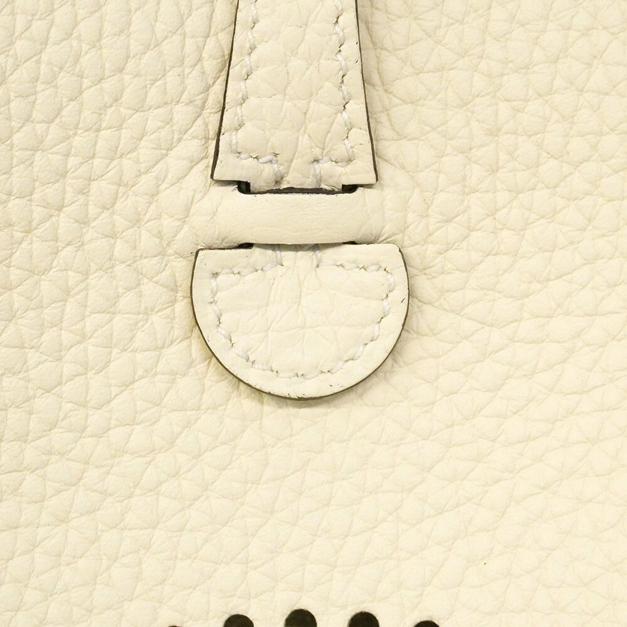 Hermes Cream Taurillon Clemence Leather Shoulder Bag (Pre-Owned)