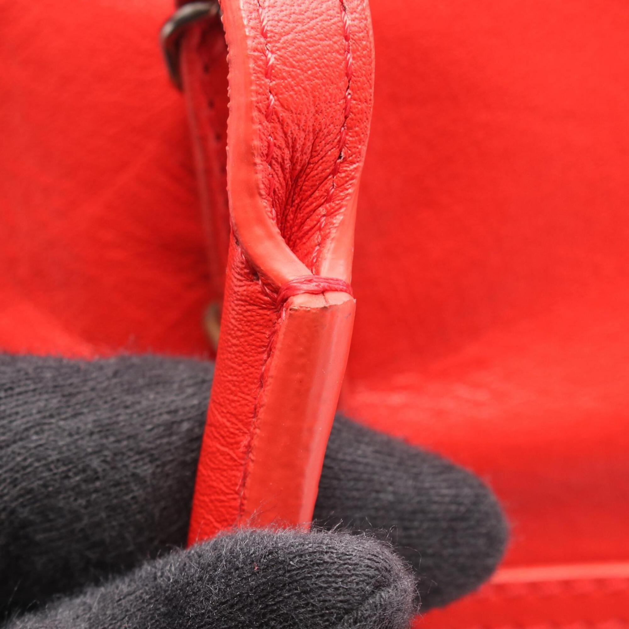 Balenciaga Red Color Leather Handbag Tote Bag (Pre-Owned)