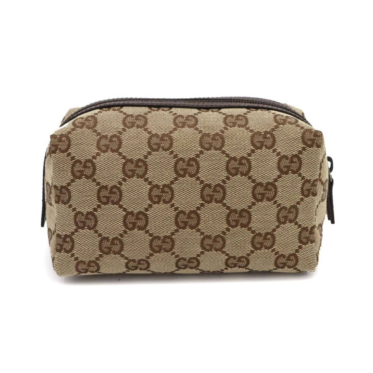 Gucci Beige Brown Gg Canvas Leather Pouch (Pre-Owned)
