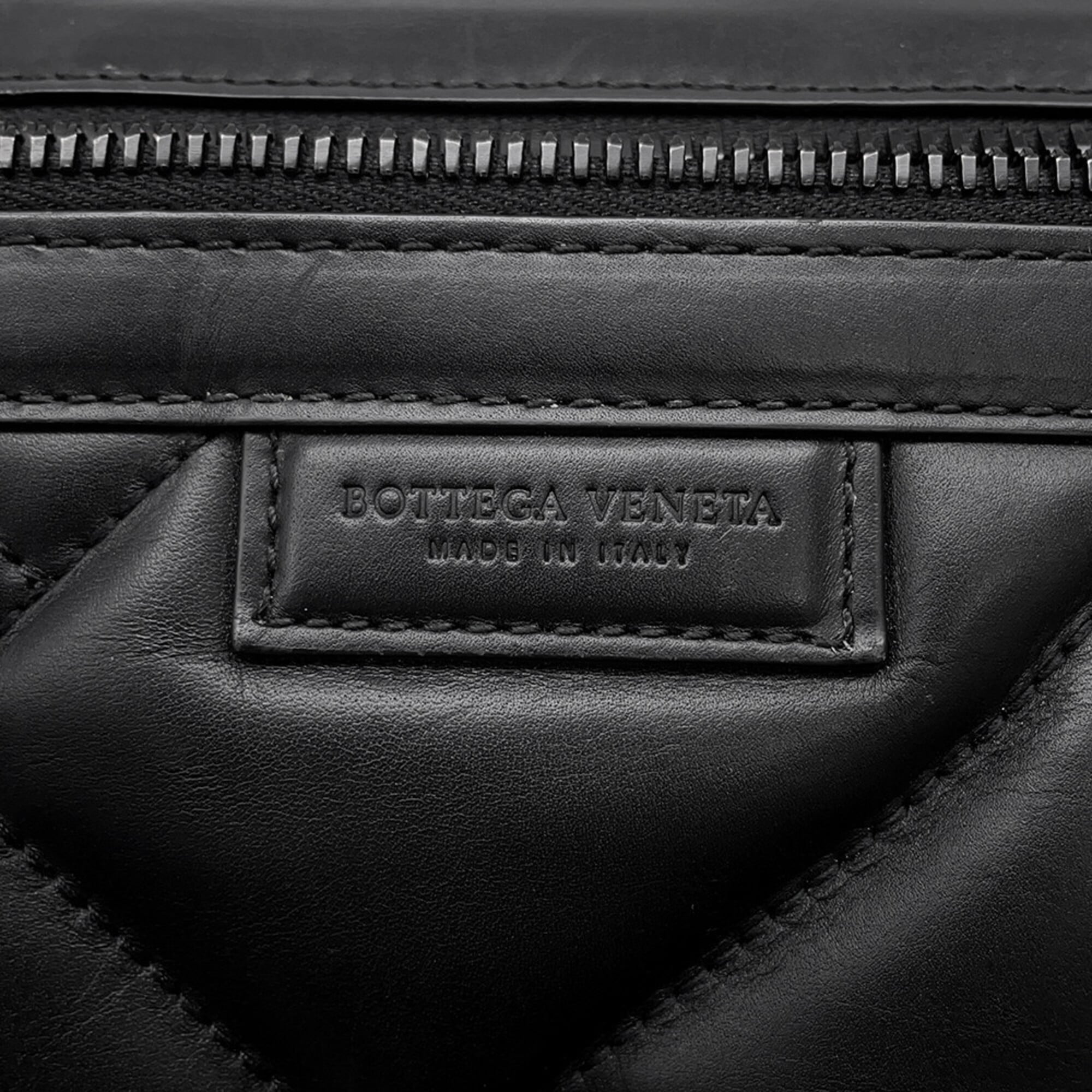 Bottega Veneta Black Leather Canvas Handbag Sling Bag (Pre-Owned)