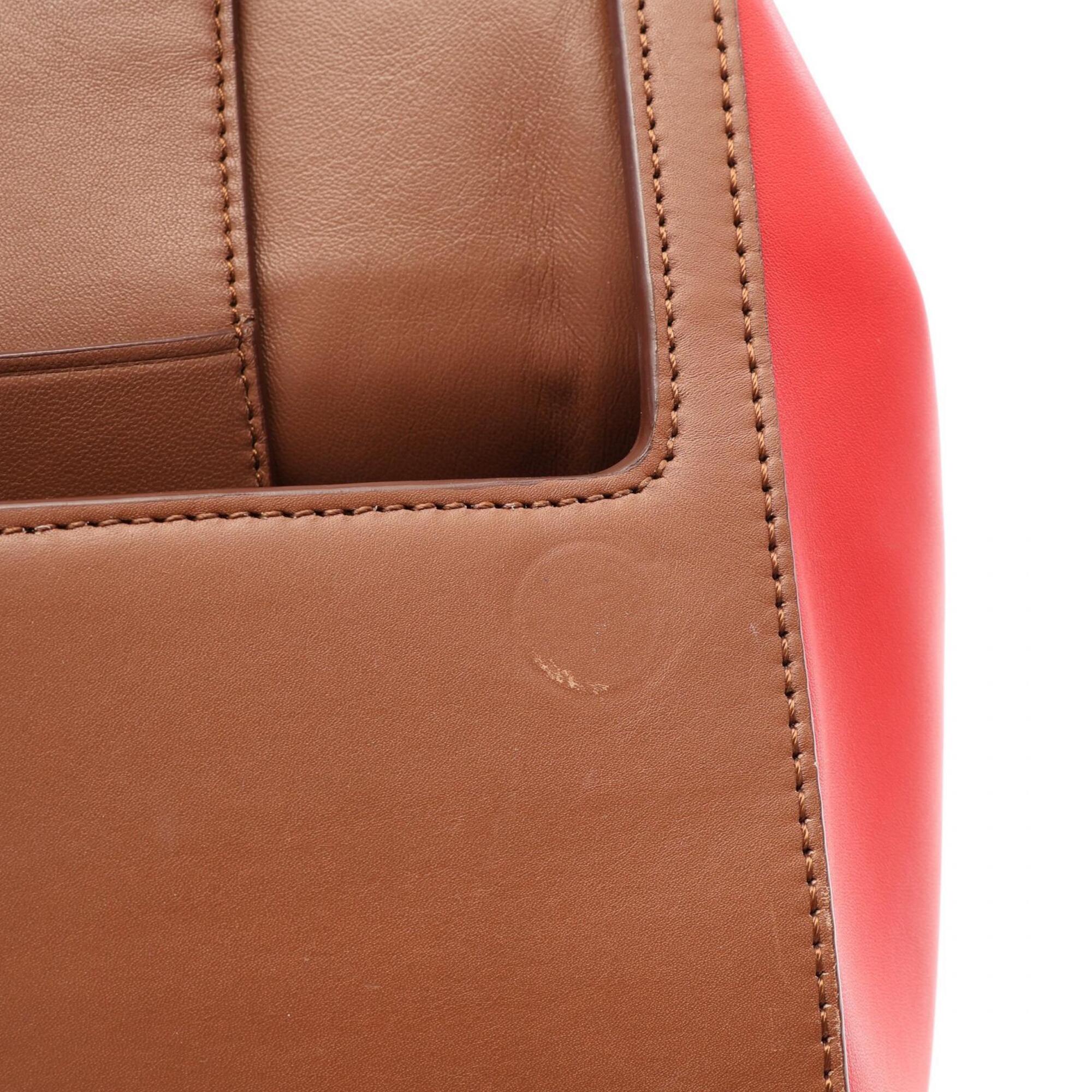 Burberry Brown Red Color Leather Handbag Tote Bag (Pre-Owned)