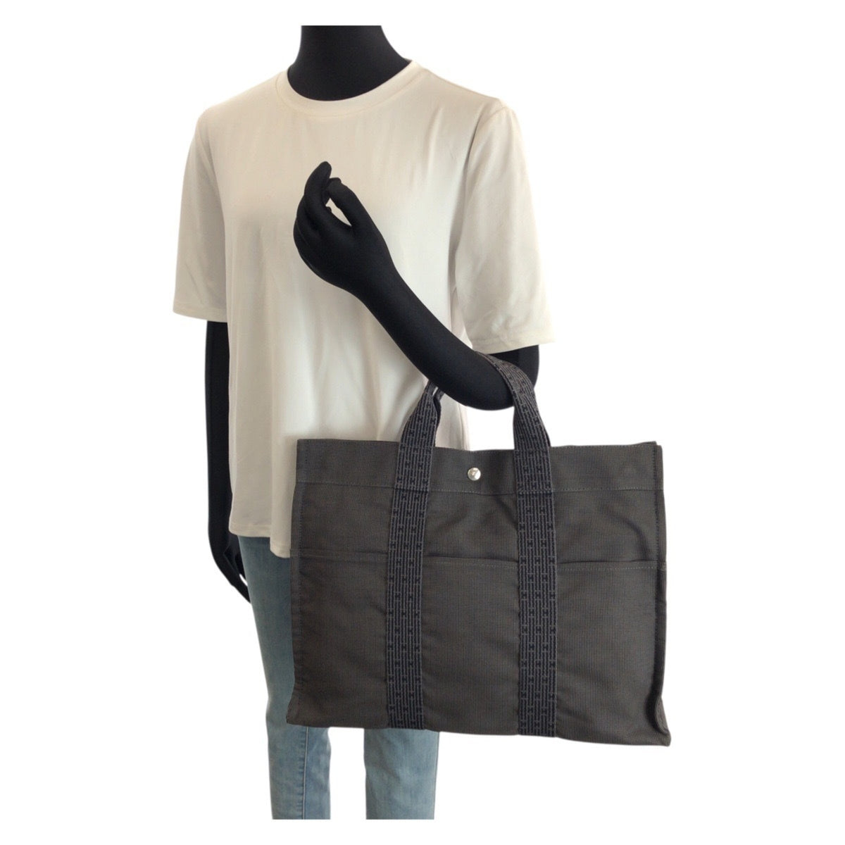 Hermes Gray Polyamide Polyester Handbag Tote Bag (Pre-Owned)