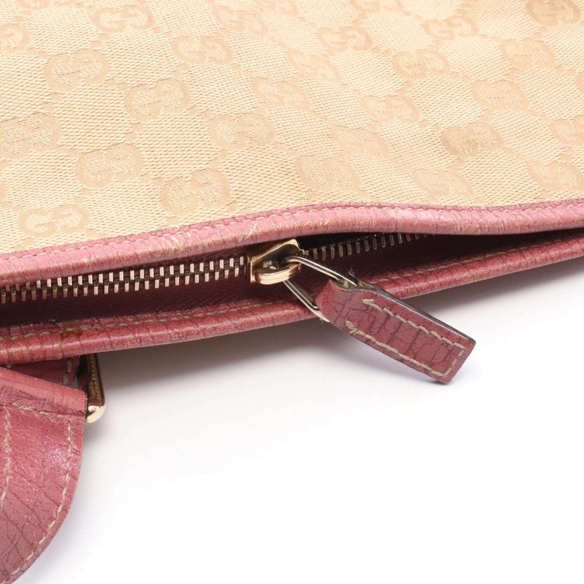 Gucci Beige Pink Gg Canvas Leather Handbag Shoulder Bag (Pre-Owned)