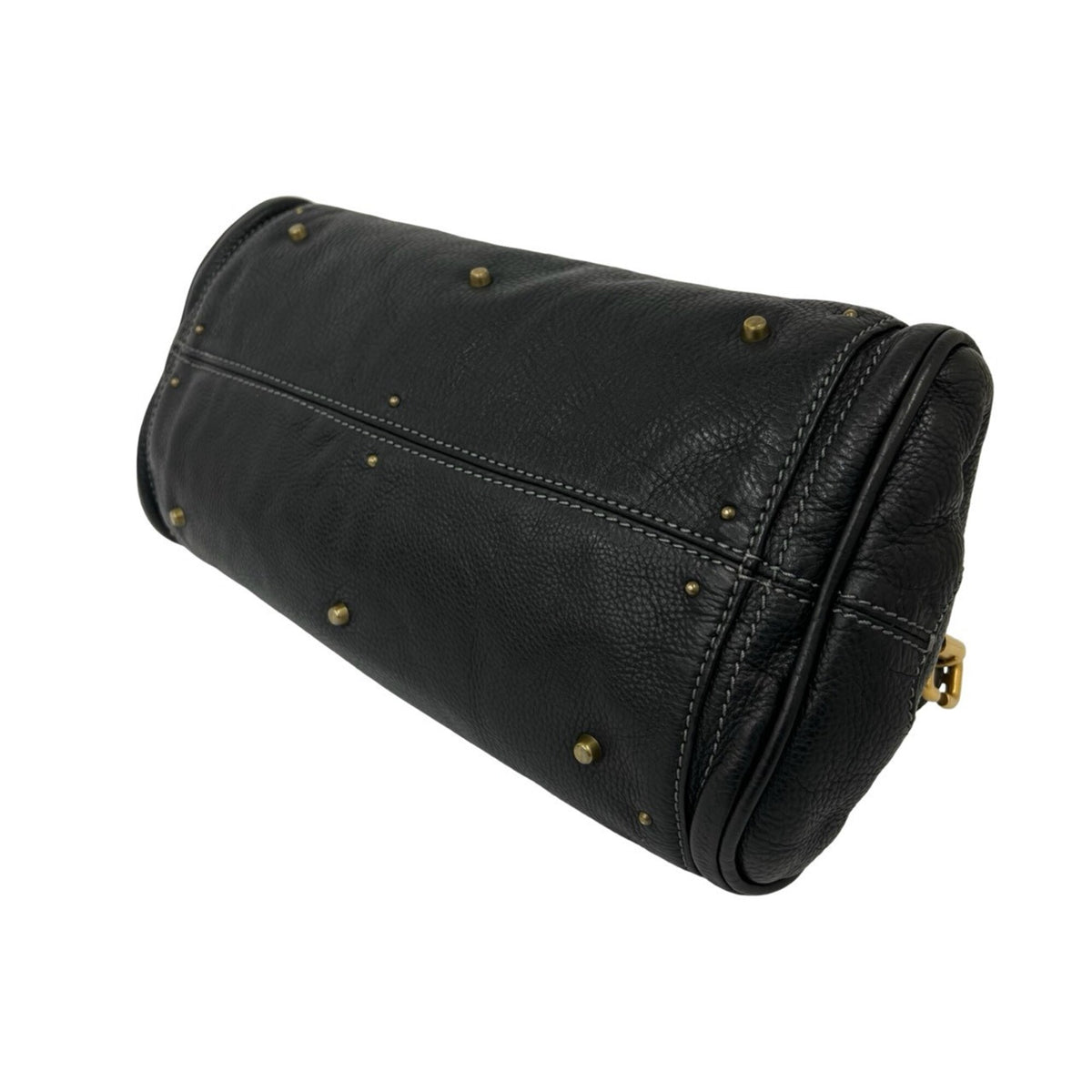 Chloé Black Leather Boston Bag Handbag Tote Bag (Pre-Owned)