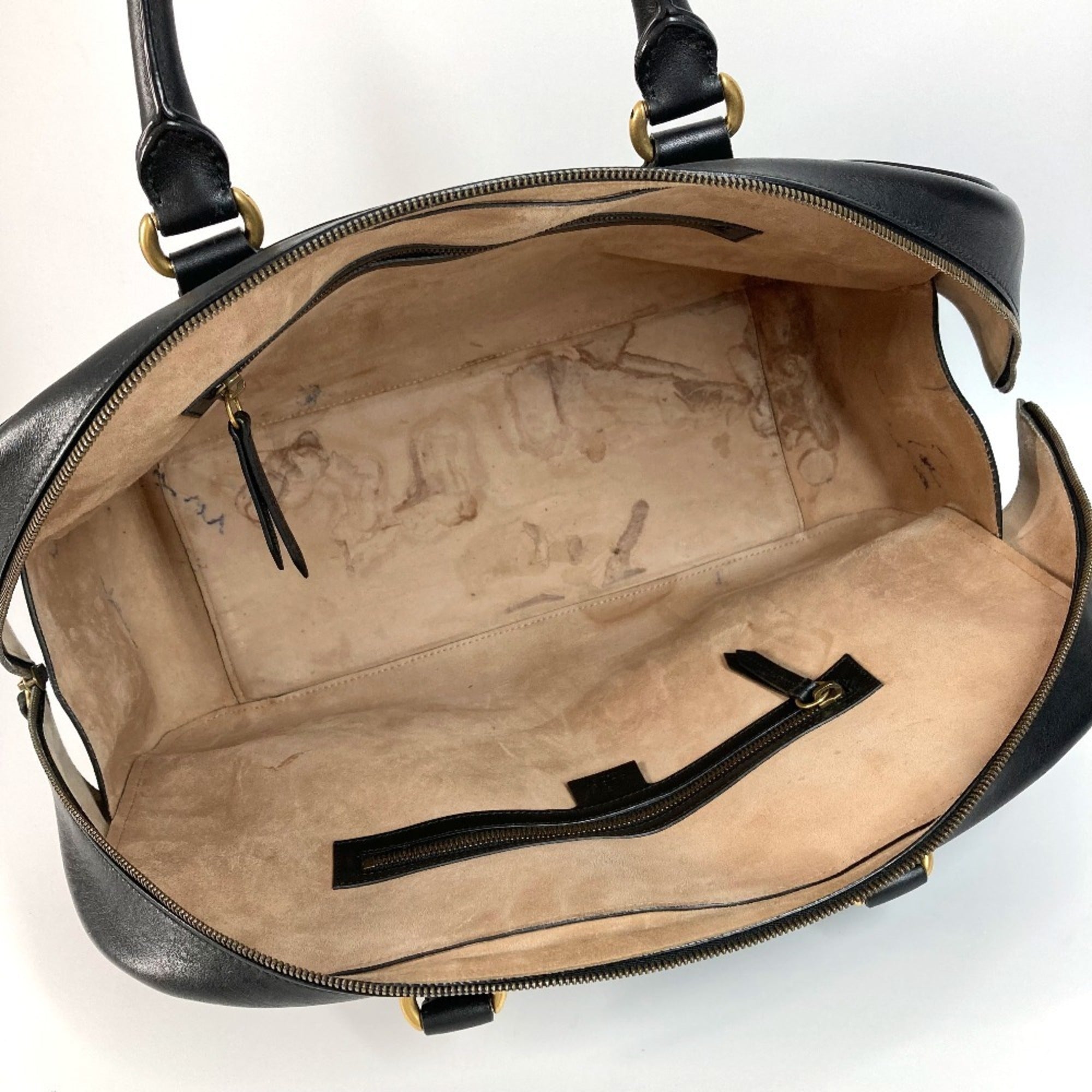 Gucci Black Leather Boston Bag Shoulder Bag (Pre-Owned)