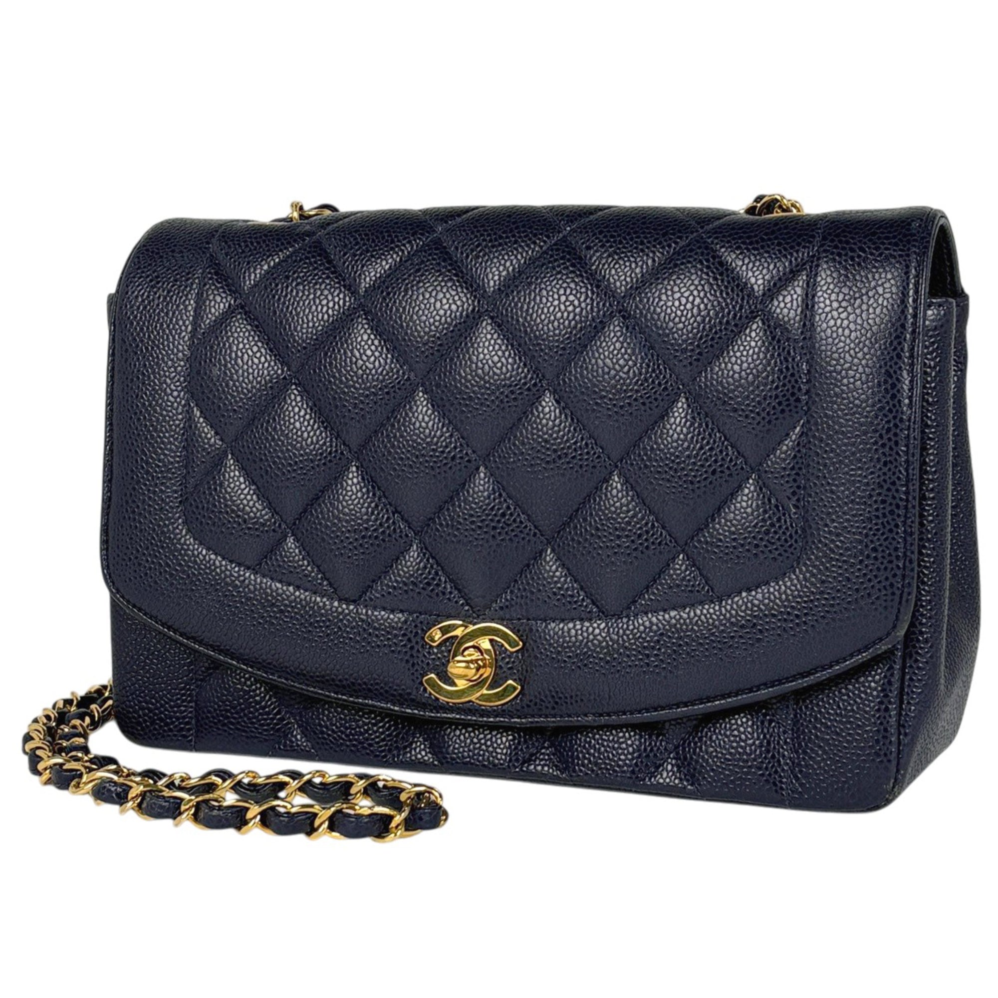 Chanel Matelasse Navy Grained Calfskin Shoulder Bag (Pre-Owned)