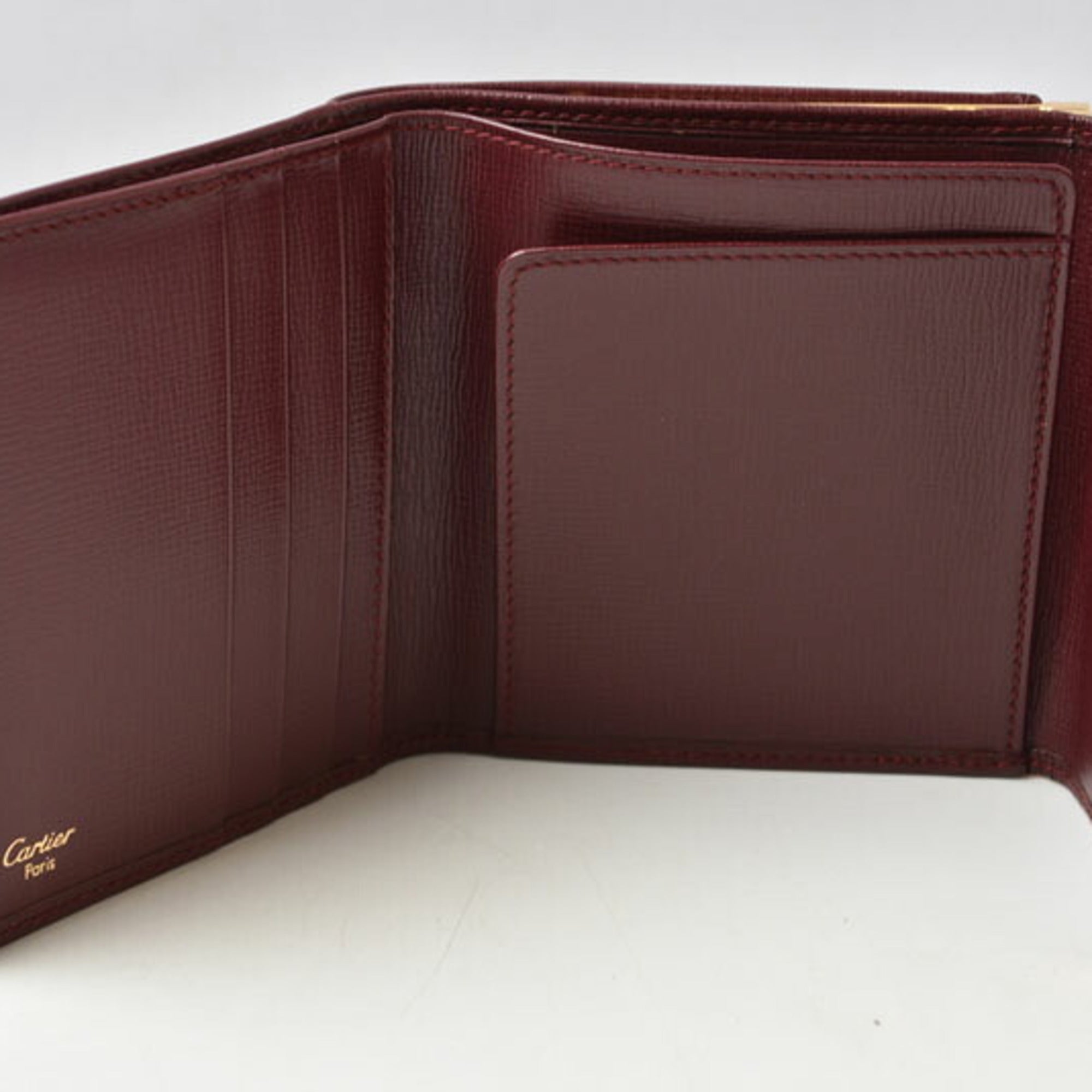Cartier Bordeaux Leather Wallet (Tri-Fold) (Pre-Owned)
