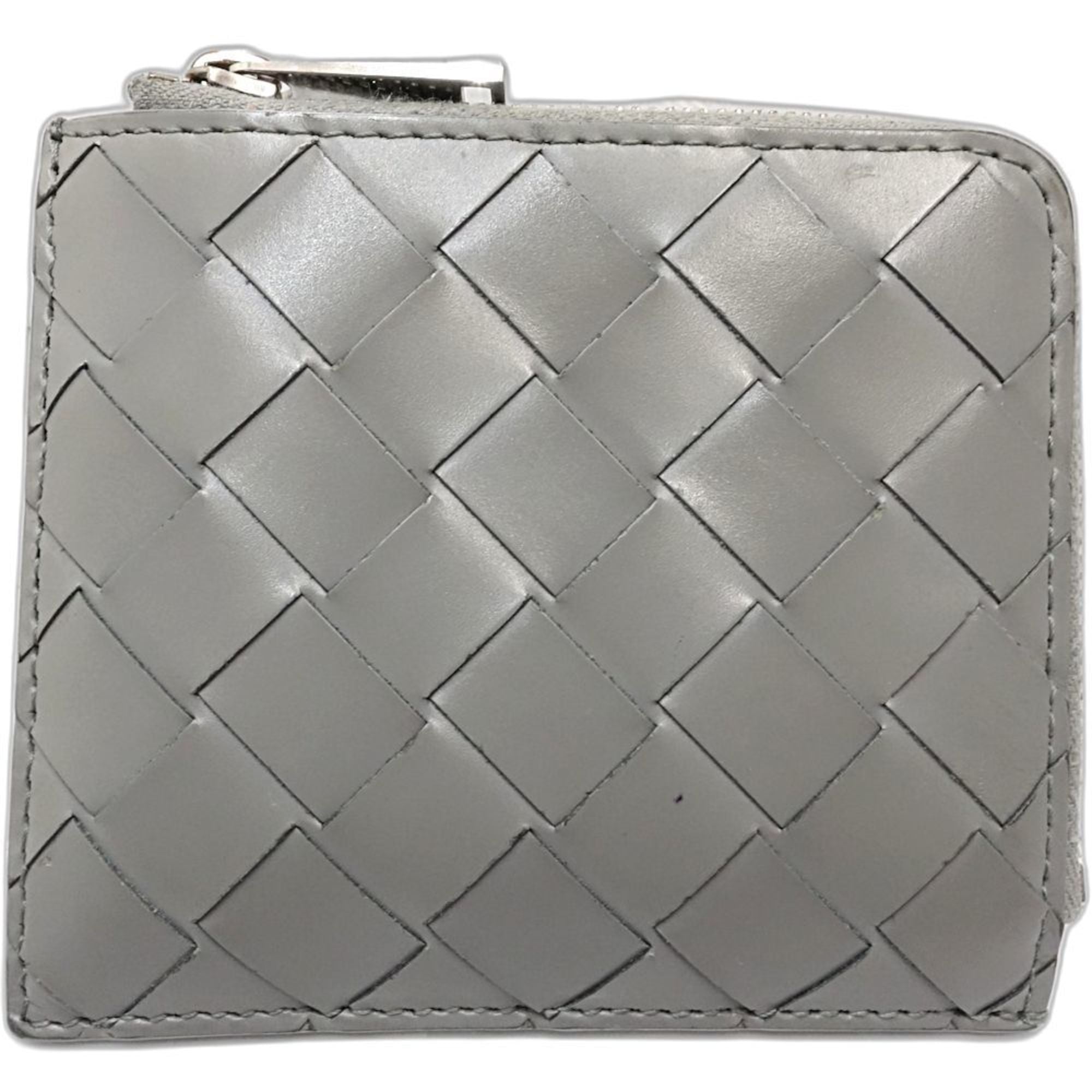 Bottega Veneta Gray Intrecciato Coin Purse/Coin Case (Pre-Owned)