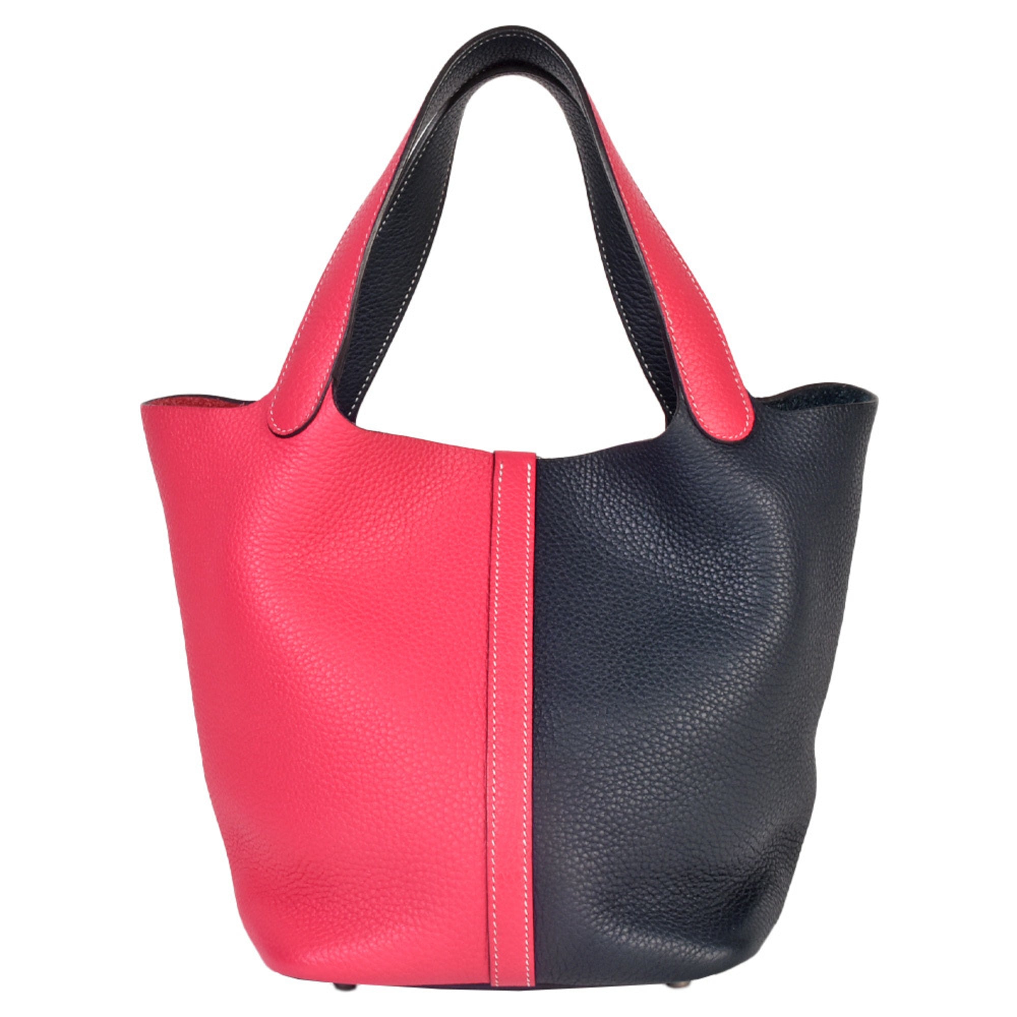 Hermes Picotin Blue Nuit Navy Pink Taurillon Clemence Leather Handbag (Pre-Owned)