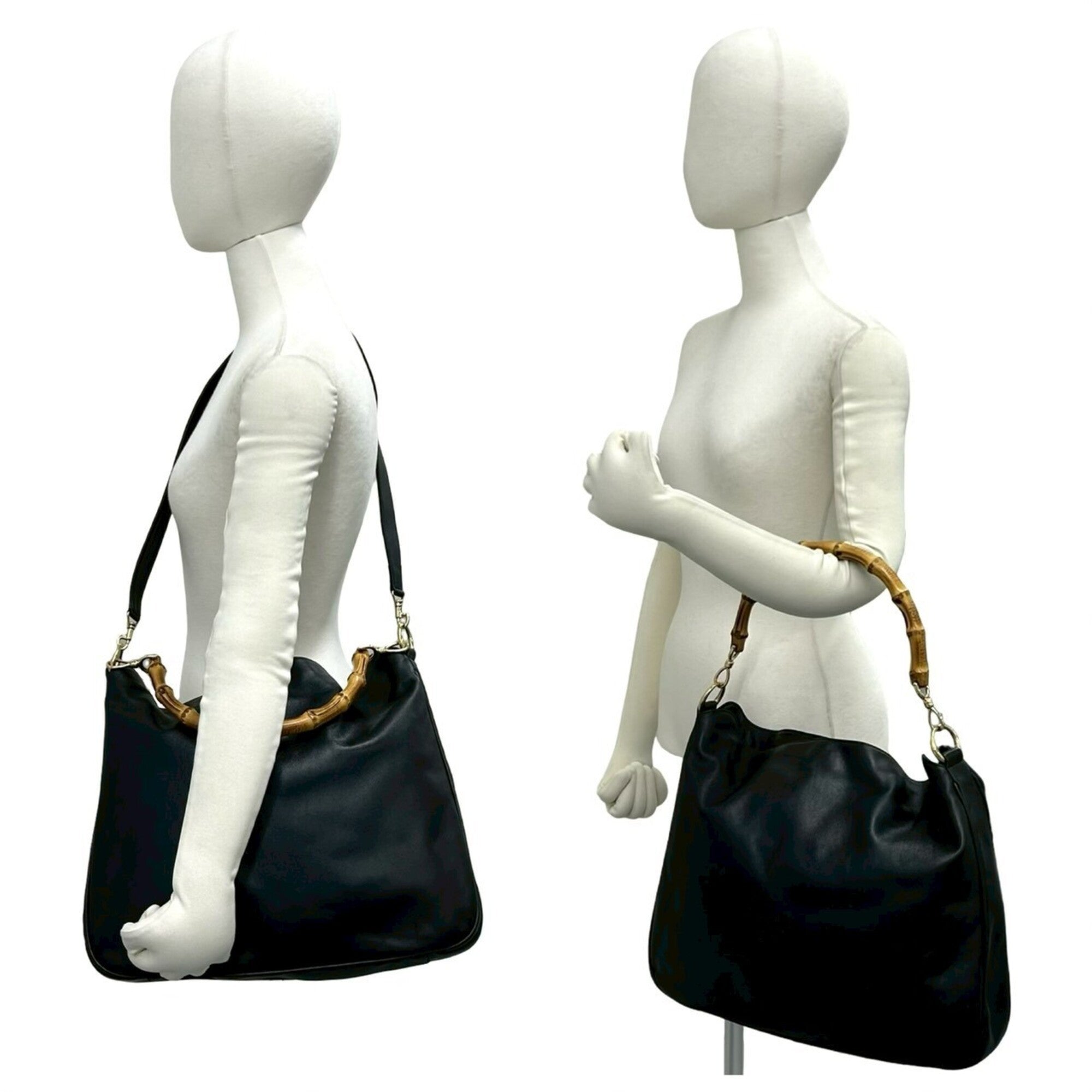 Gucci Black Leather Handbag Shoulder Bag (Pre-Owned)