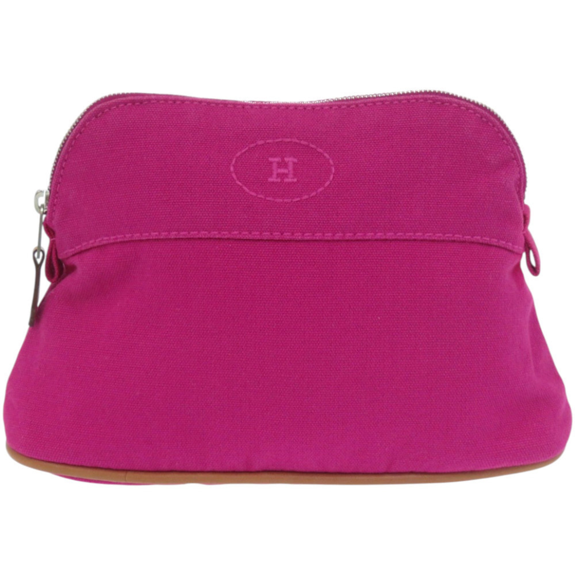 Hermes Brown Orange Pink Purple Cotton Leather Pouch (Pre-Owned)