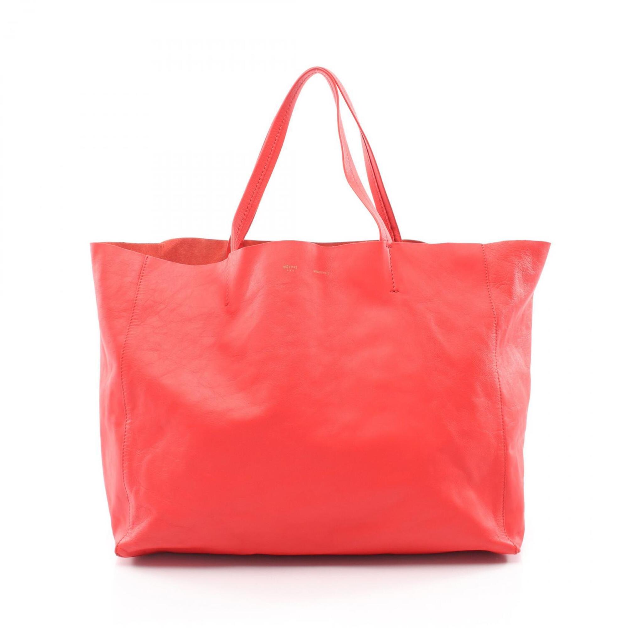 Celine Red Color Leather Handbag Tote Bag (Pre-Owned)