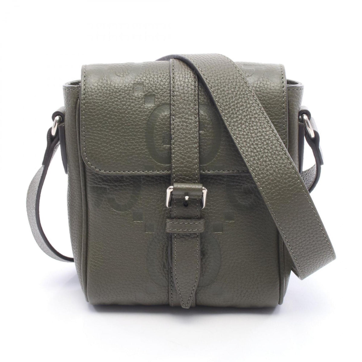 Gucci Khaki Leather Messenger Bag Shoulder Bag (Pre-Owned)