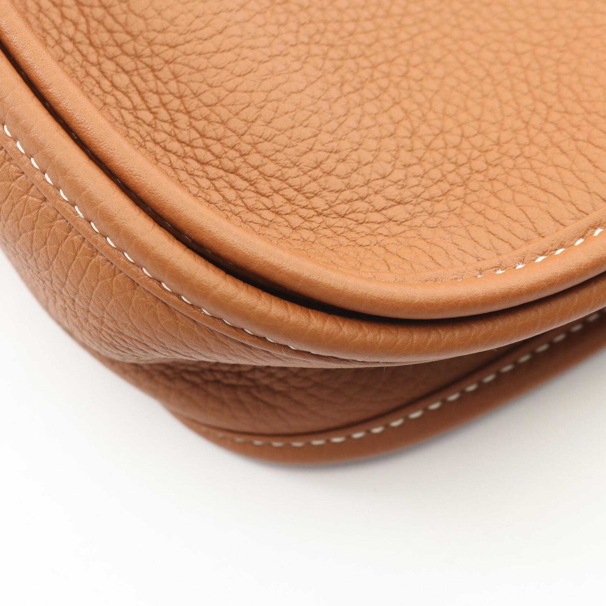 Hermes Brown Gold Brown Taurillon Clemence Leather Handbag Shoulder Bag (Pre-Owned)