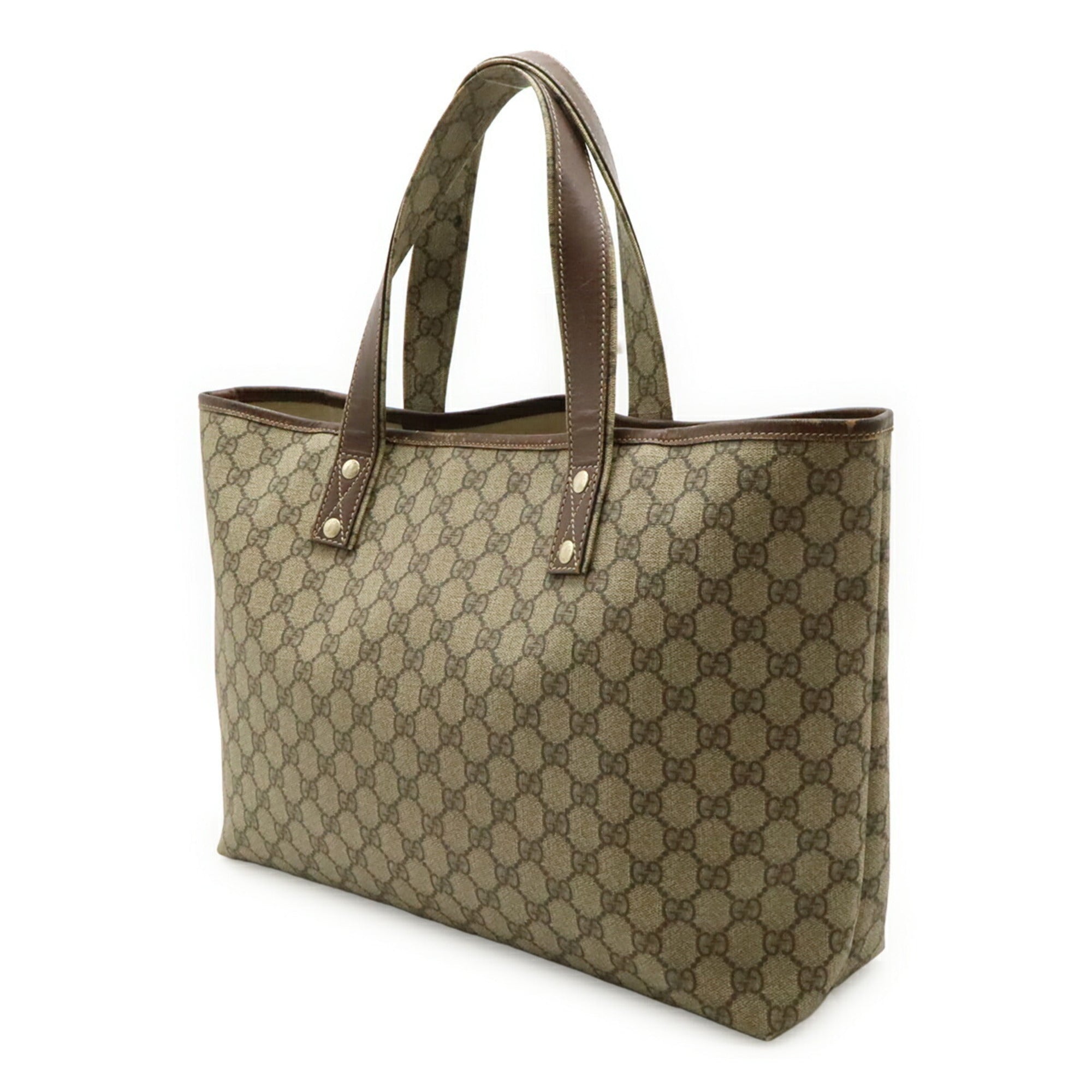 Gucci Beige Brown Gg Supreme Pvc Canvas Shoulder Bag Tote Bag (Pre-Owned)