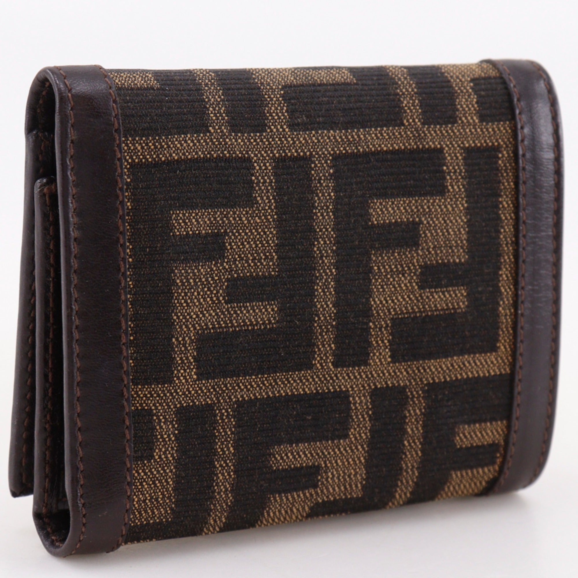 Fendi Zucca Brown Nylon Canvas Wallet (Tri-Fold) (Pre-Owned)