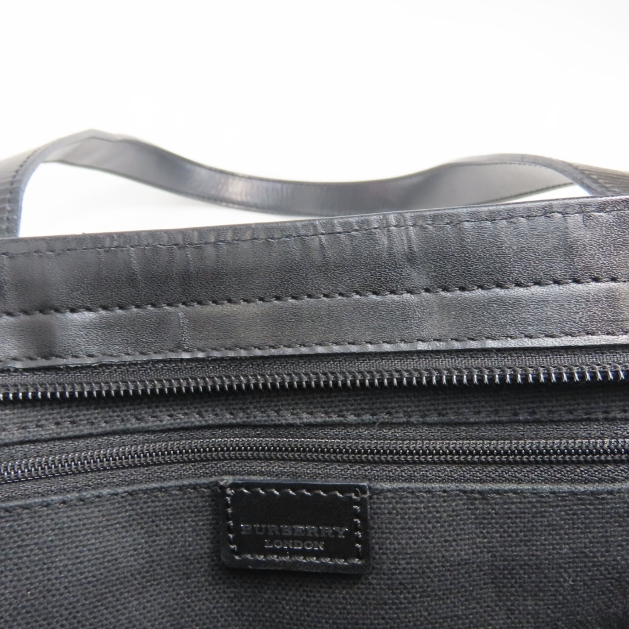 Burberry Beige Black Pvc Leather Tote Bag (Pre-Owned)