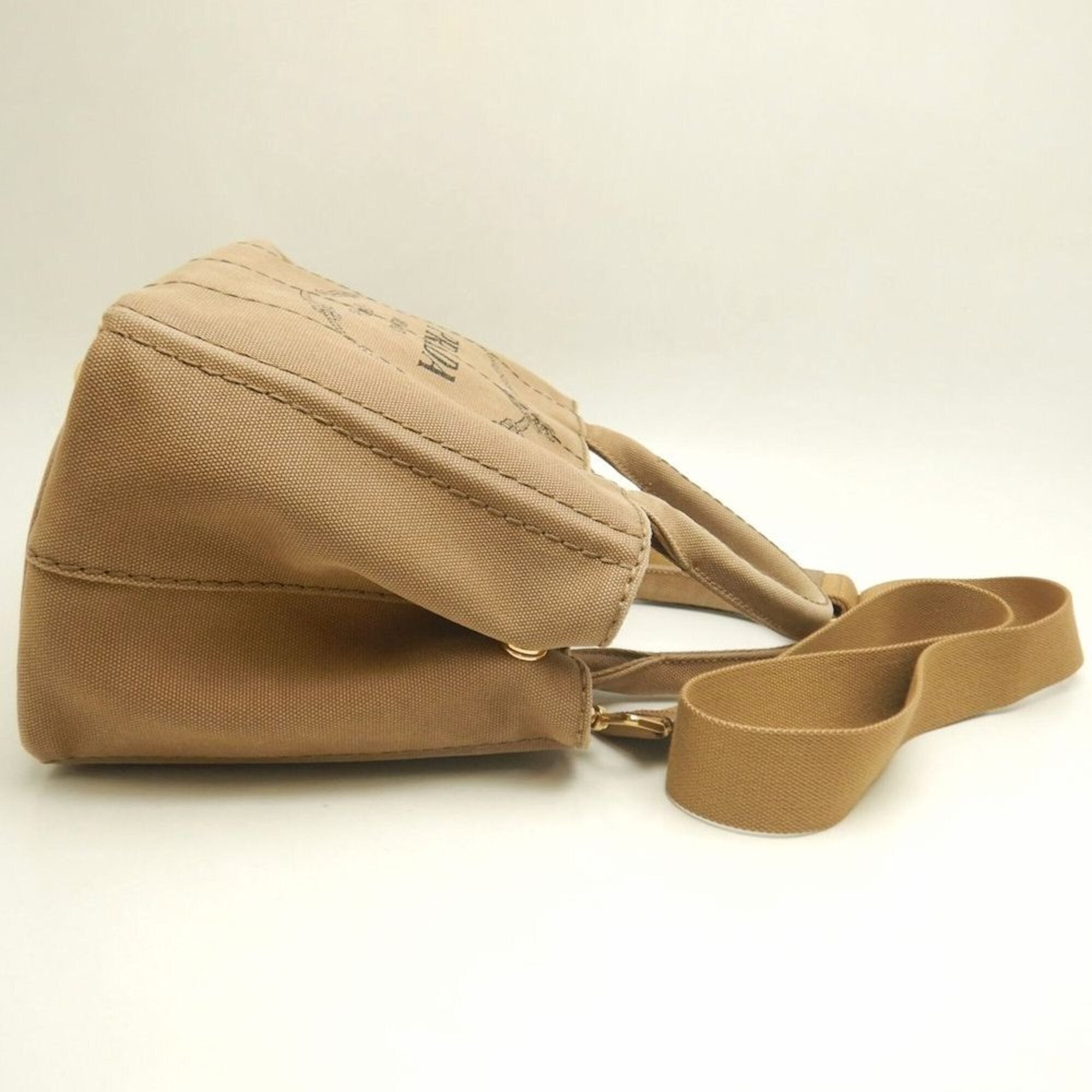 Prada Canapa Gold Canvas Tote Bag (Pre-Owned)