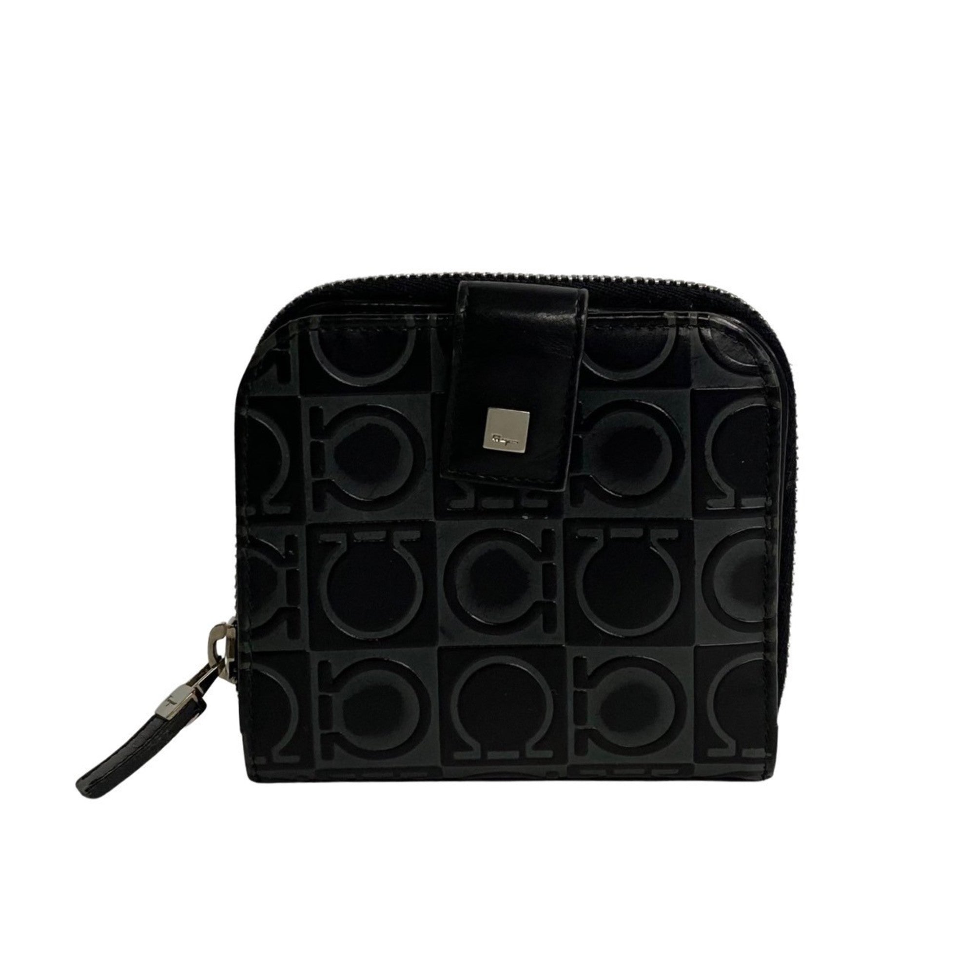 Salvatore Ferragamo Black Gray Leather Wallet (Bi-Fold) (Pre-Owned)