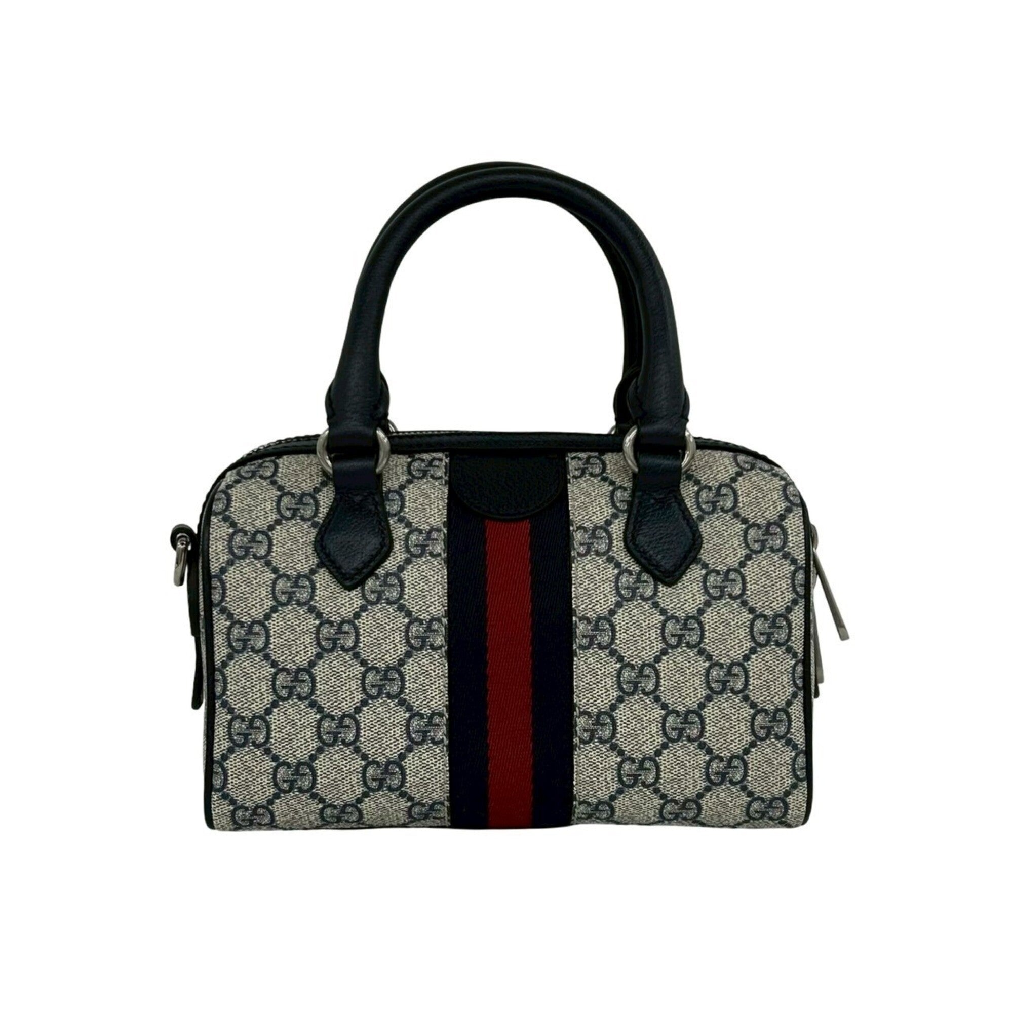 Gucci Navy Red Color Pvc Leather Handbag Shoulder Bag (Pre-Owned)