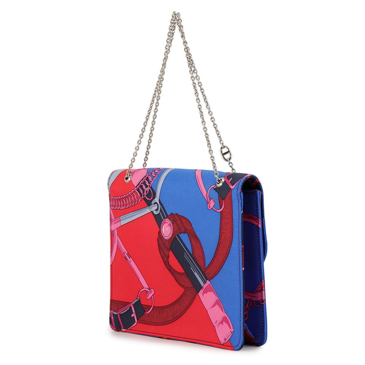 Hermes Kara Blue Multi-Color Silk Handbag Shoulder Bag (Pre-Owned)