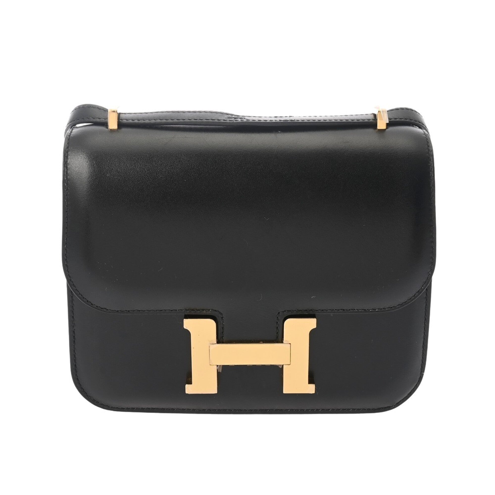 Hermes Black Box Calf Leather Shoulder Bag (Pre-Owned)