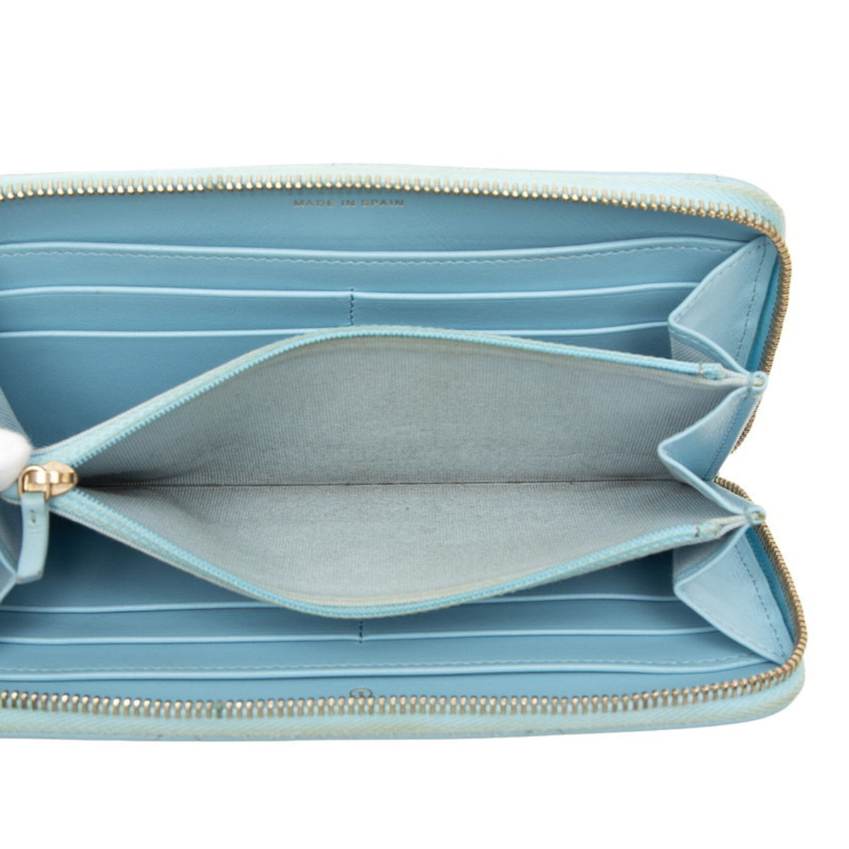 Chanel Blue Leather Long Wallet (Bi-Fold) (Pre-Owned)
