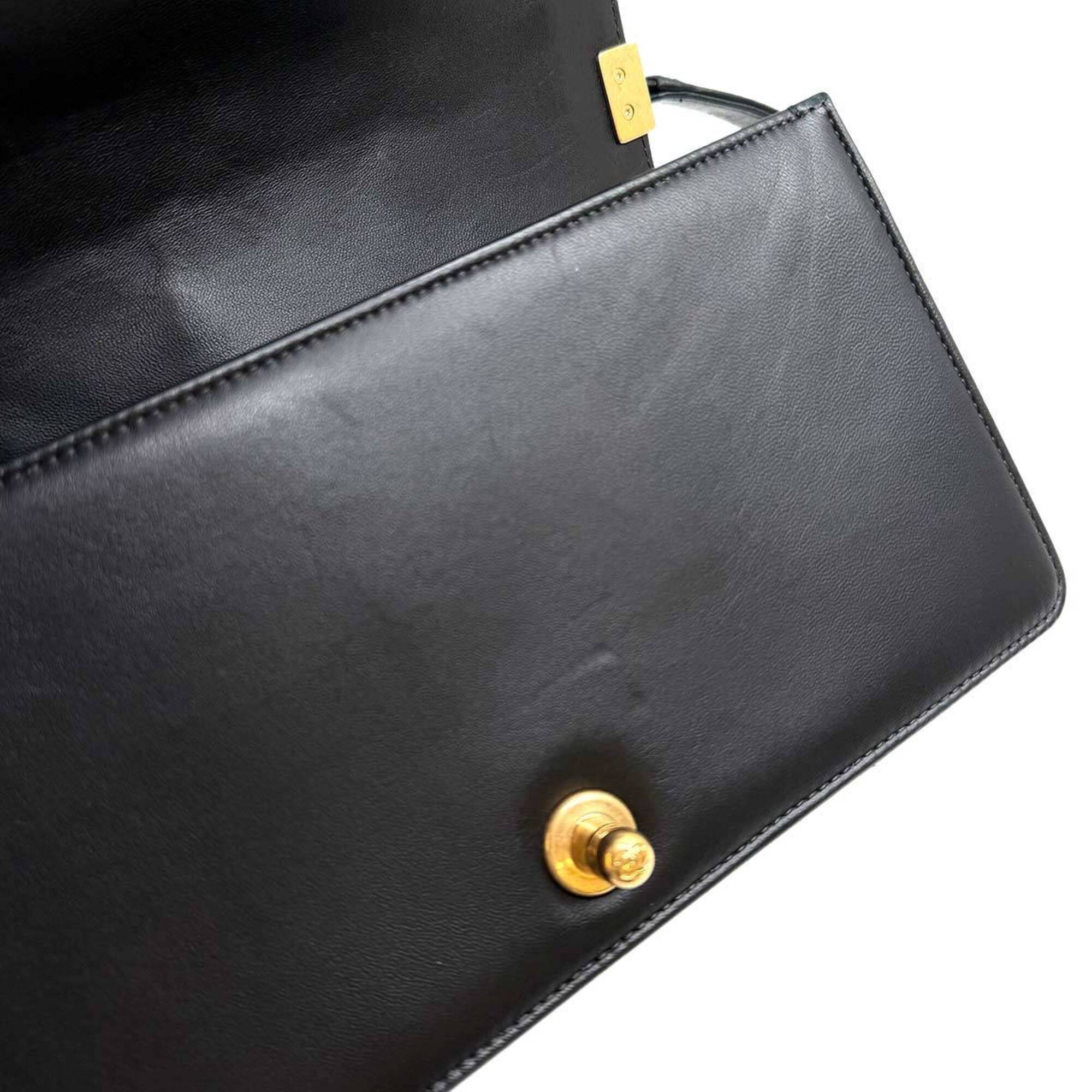 Chanel Black Leather Handbag Shoulder Bag (Pre-Owned)
